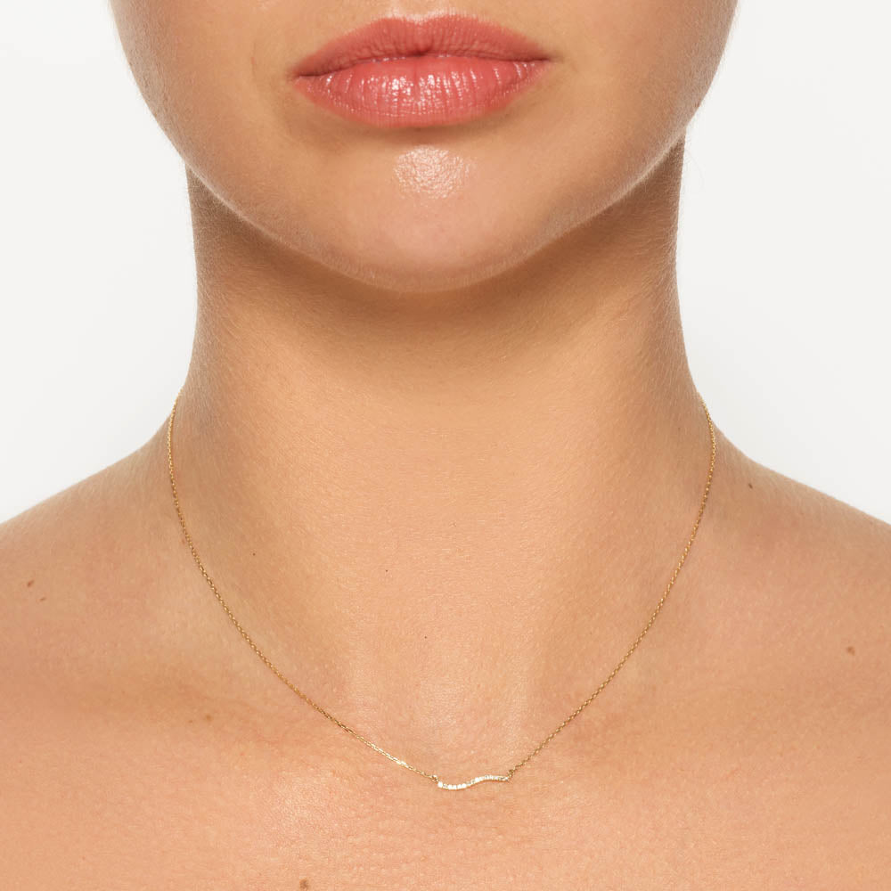 10k Gold Diamond Wave Necklace - Elegant Fine Jewelry for Women, Perfect for Weddings, Anniversaries & Special Occasions
