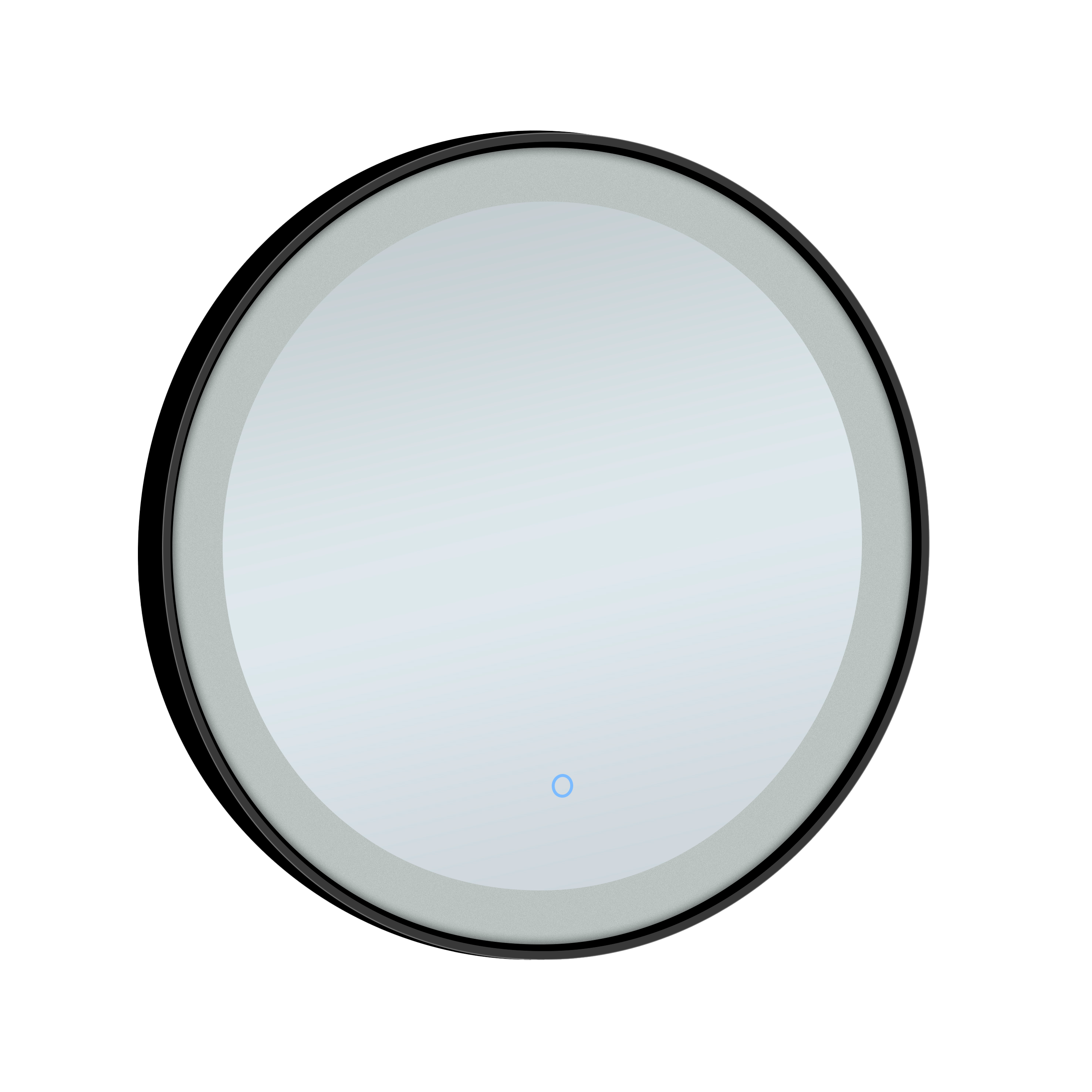 DAX Furore Round LED Bathroom Mirror with Defogger - Black Frame for Modern Vanity & Makeup Area - Fog-Free Shaving & Grooming Essential