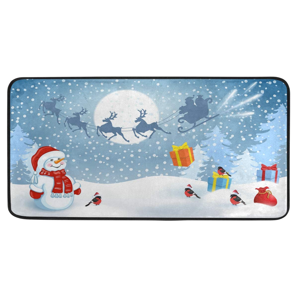 AGONA Anti-Fatigue Kitchen Mat - Non-Slip Absorbent Floor Rug with Christmas Snowman Santa Design for Standing Comfort, Home Decor - Perfect for Kitchen, Bathroom & Holiday Decorations