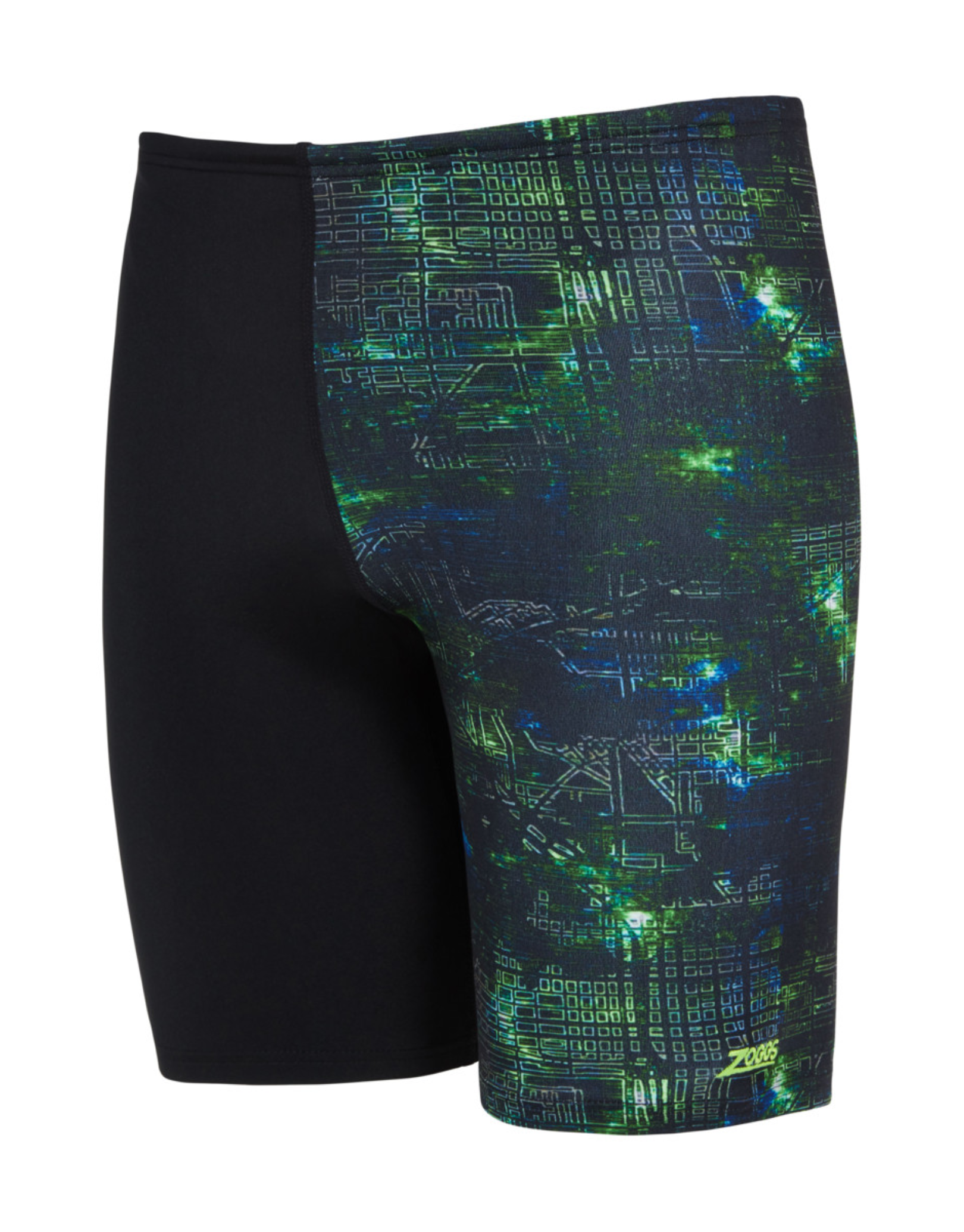Urban Galaxy Print Mid Jammer Swim Trunks - Black/Green - Quick-Dry Comfort for Beach, Pool & Summer Vacations