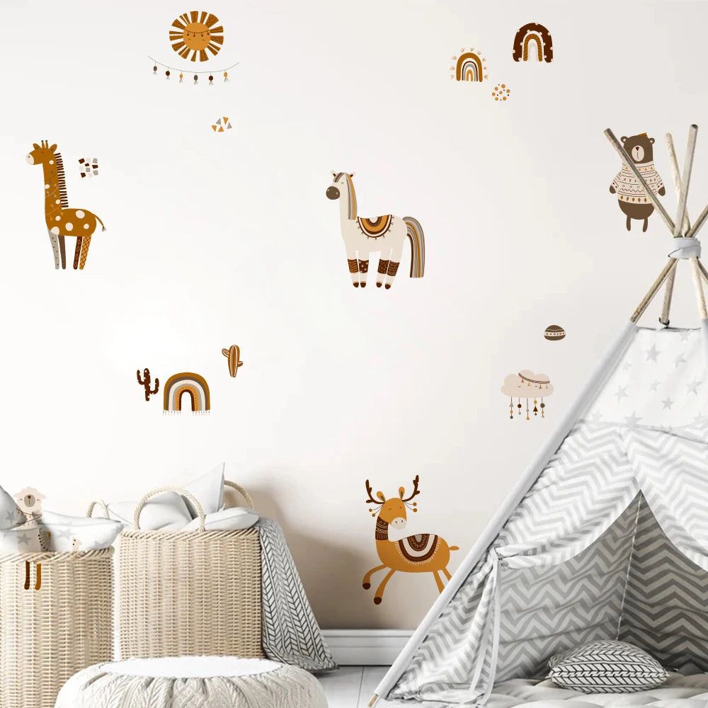 Cartoon Animals Wall Stickers - Removable Nursery Decals for Kids Room Decor | Perfect for Baby Bedroom, Playroom & Nursery School Classroom