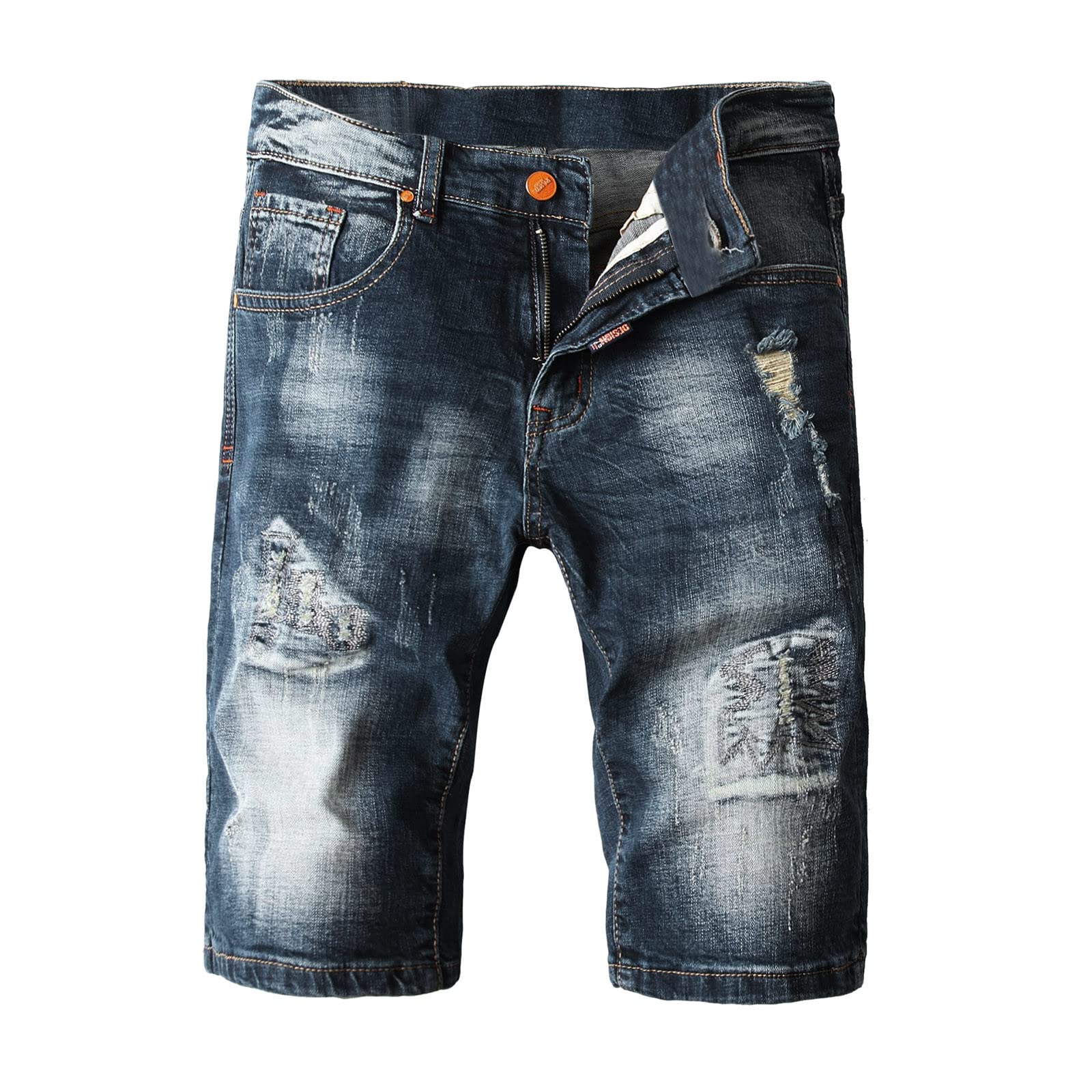 Men's Relaxed Fit Denim Shorts with Buckle & Zipper - Casual Straight Leg Jeans for Men | Perfect for Summer Outfits, Beach Trips, and Weekend Wear