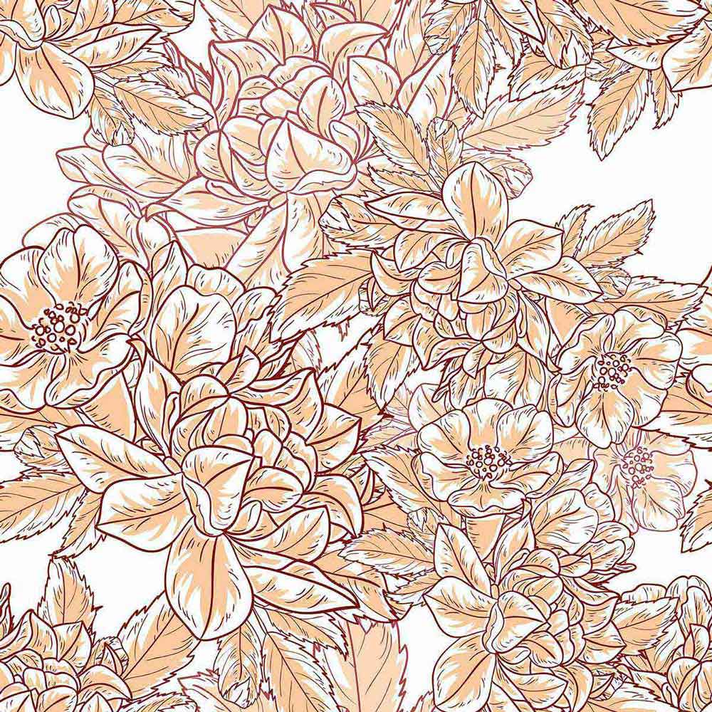Beige Floral Peel and Stick Removable Wallpaper - Self-Adhesive Decorative Wall Covering for Bedroom, Living Room, Nursery & Home Decor