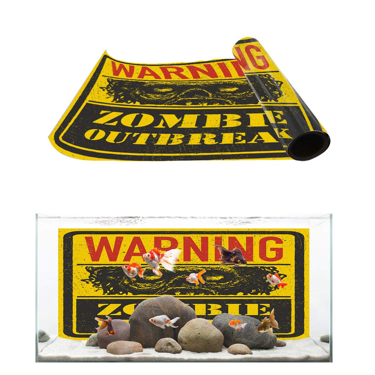 Zombie Outbreak Aquarium Background - PVC Sticker for Fish Tank Decoration - Horror Theme Décor