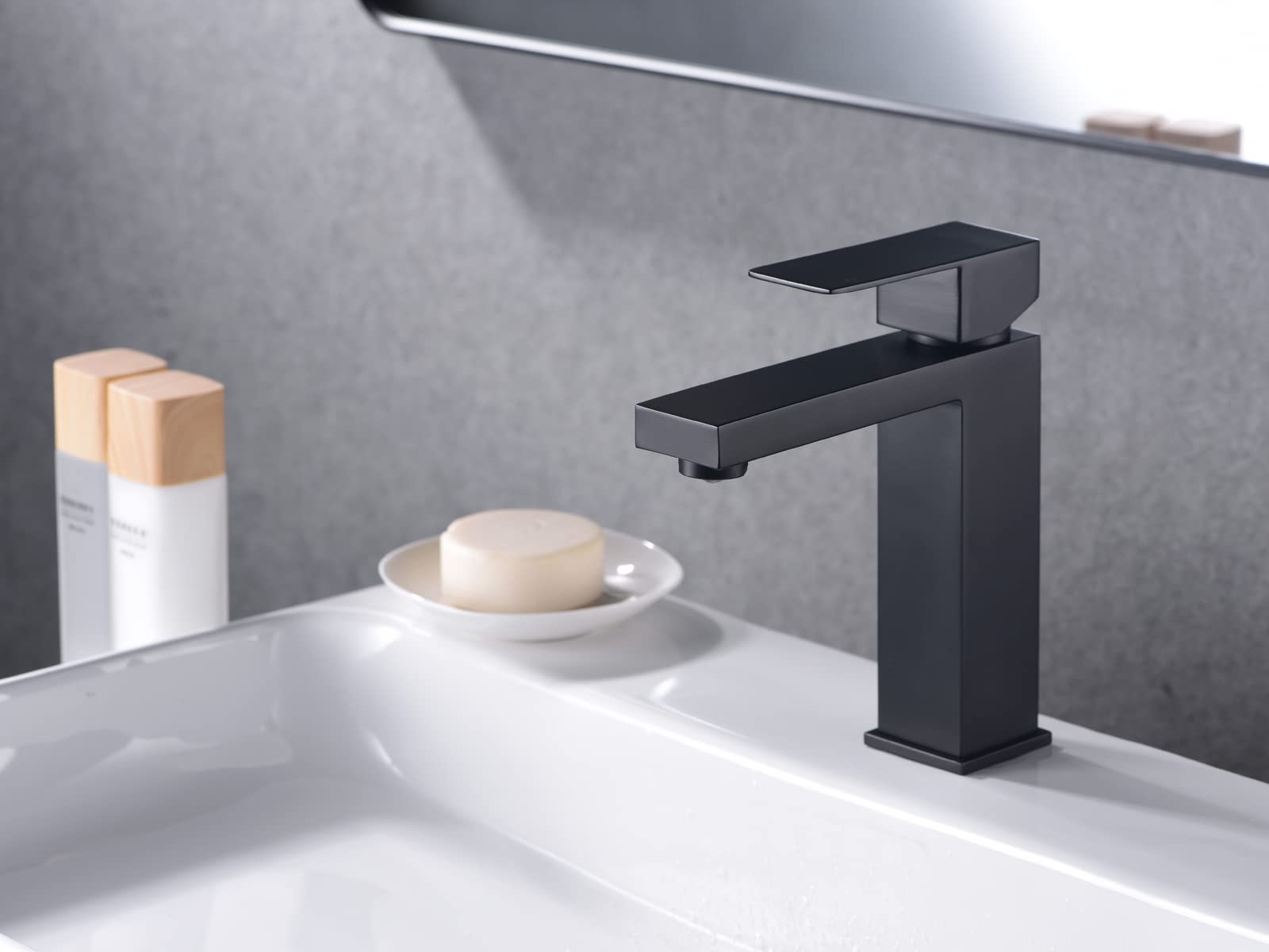 ARCORA Matte Black Single Hole Bathroom Faucet - Modern Bathroom Sink Faucet with cUPC Supply Lines & Pop Up Drain - Perfect for Home, Hotel, and Commercial Bathroom Renovations