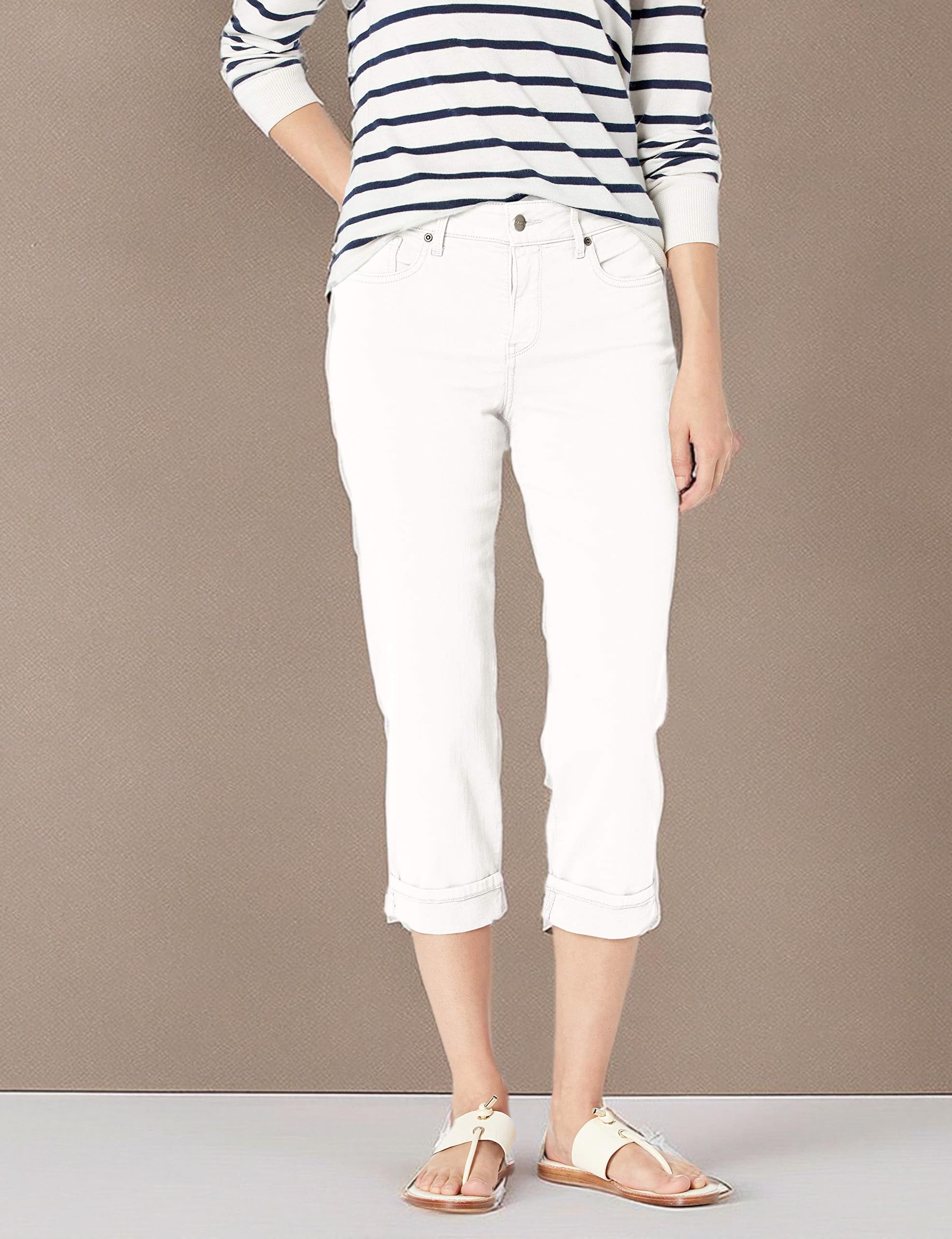 NYDJ Women's Marilyn Straight Crop Cuff Jeans - Slimming High Waist Ankle Jeans for Petite & Regular Sizes | Perfect for Work, Casual Outfits & Date Nights