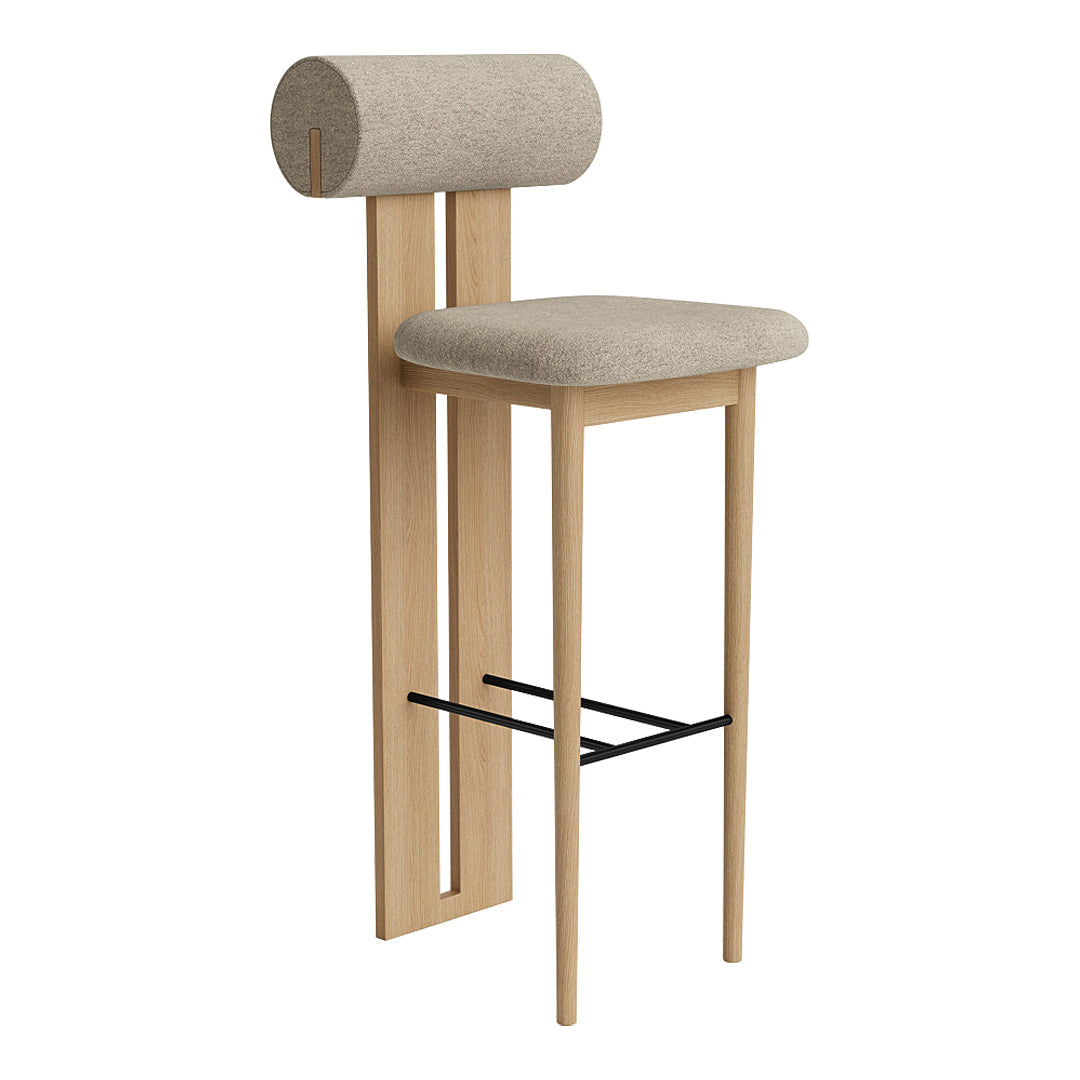 Hansen Hyldahl Hippo Bar Chair by Norr11 - Modern Scandinavian Stool for Kitchen, Dining & Lounge - High-Quality Wooden Bar Stool for Home & Commercial Use