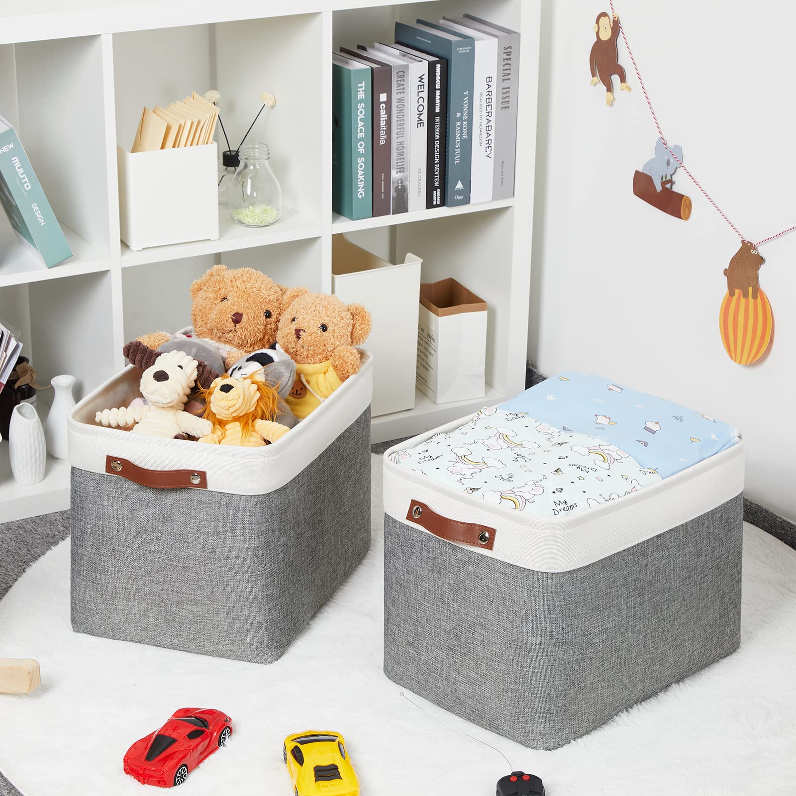 Foldable Fabric Storage Baskets [2 Pack] - 16