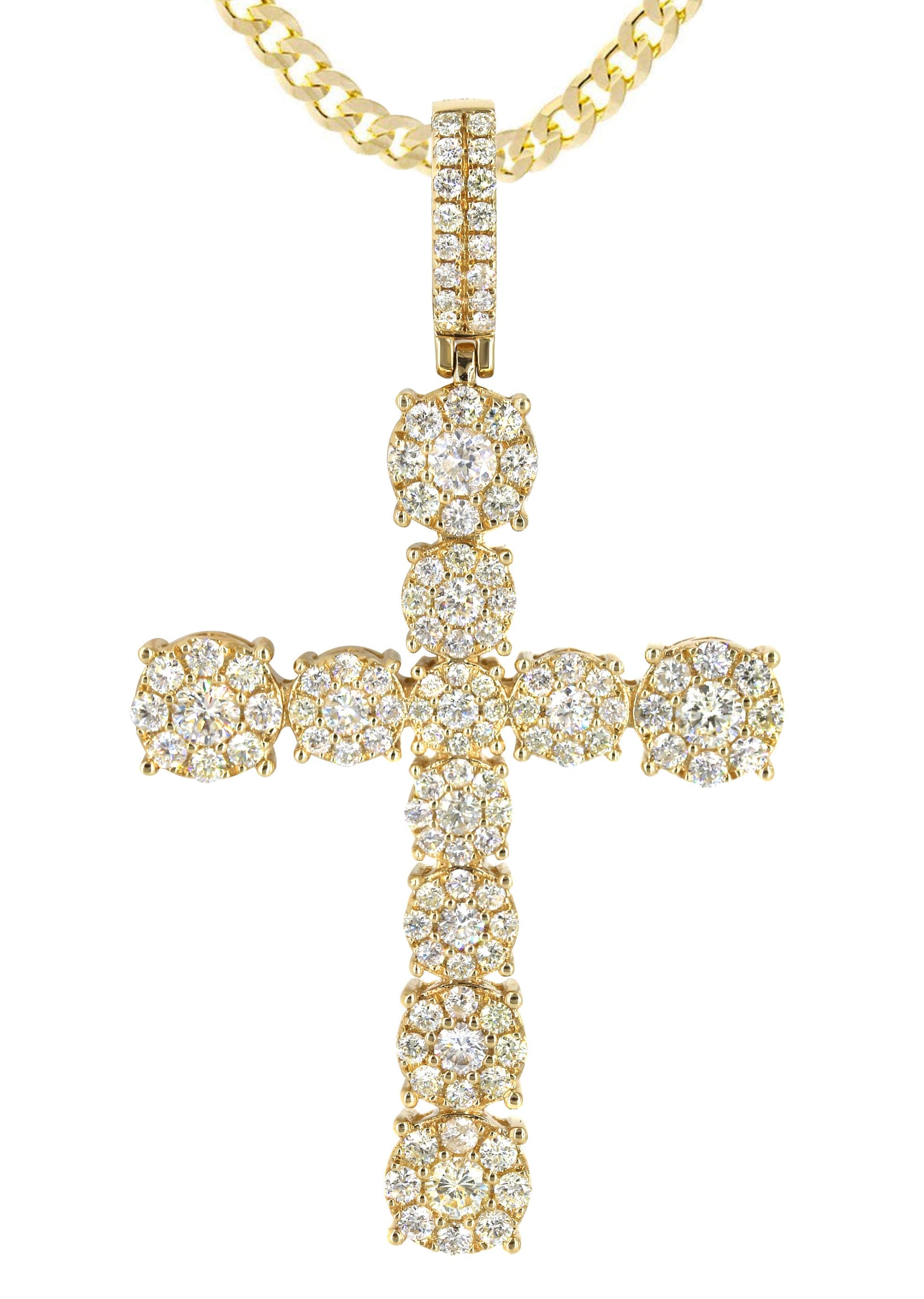 14K Yellow Gold Diamond Cross Pendant Necklace for Women - 4.5 Carat Genuine Diamond Jewelry - Perfect for Baptism, Confirmation & Religious Gifts