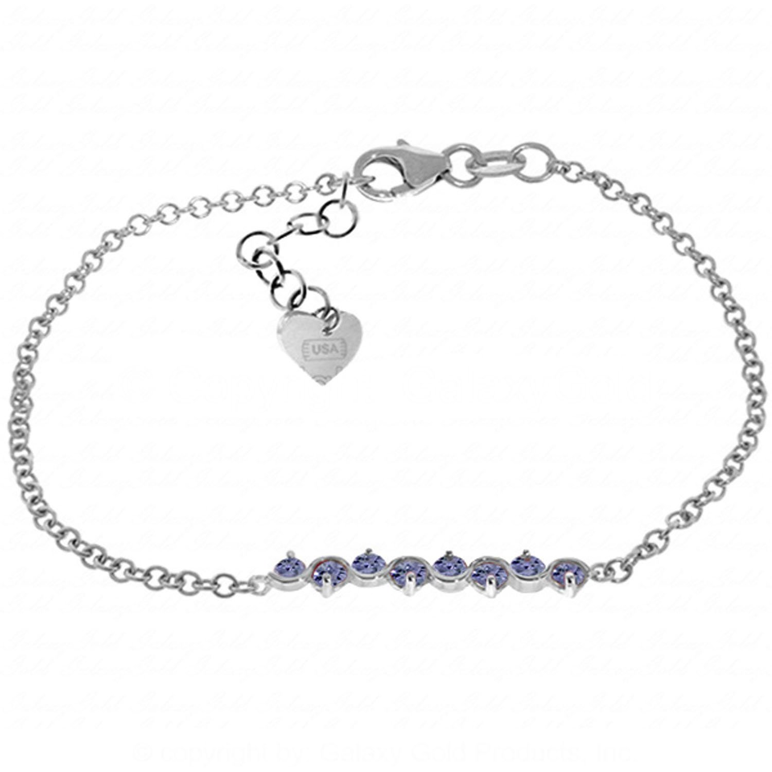 1.55 Carat 14K Solid White Gold Bracelet with Natural Tanzanite | Galaxy Gold GG | Elegant Jewelry Gift for Women, Anniversary & Special Occasions