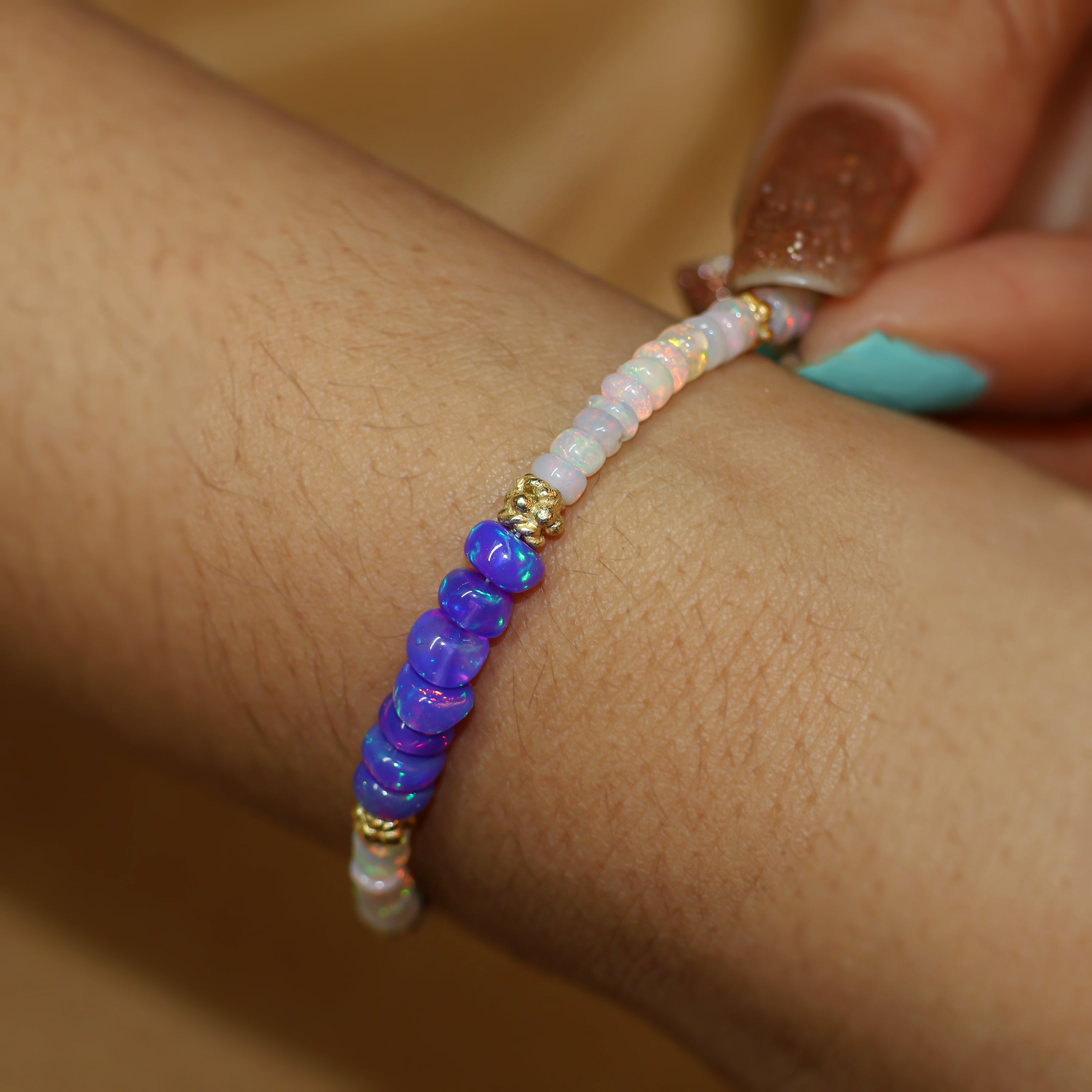Natural Lavender & White Opal Gemstone Beaded Bracelet for Women - Healing Crystal Jewelry for Meditation, Yoga & Spiritual Wellness