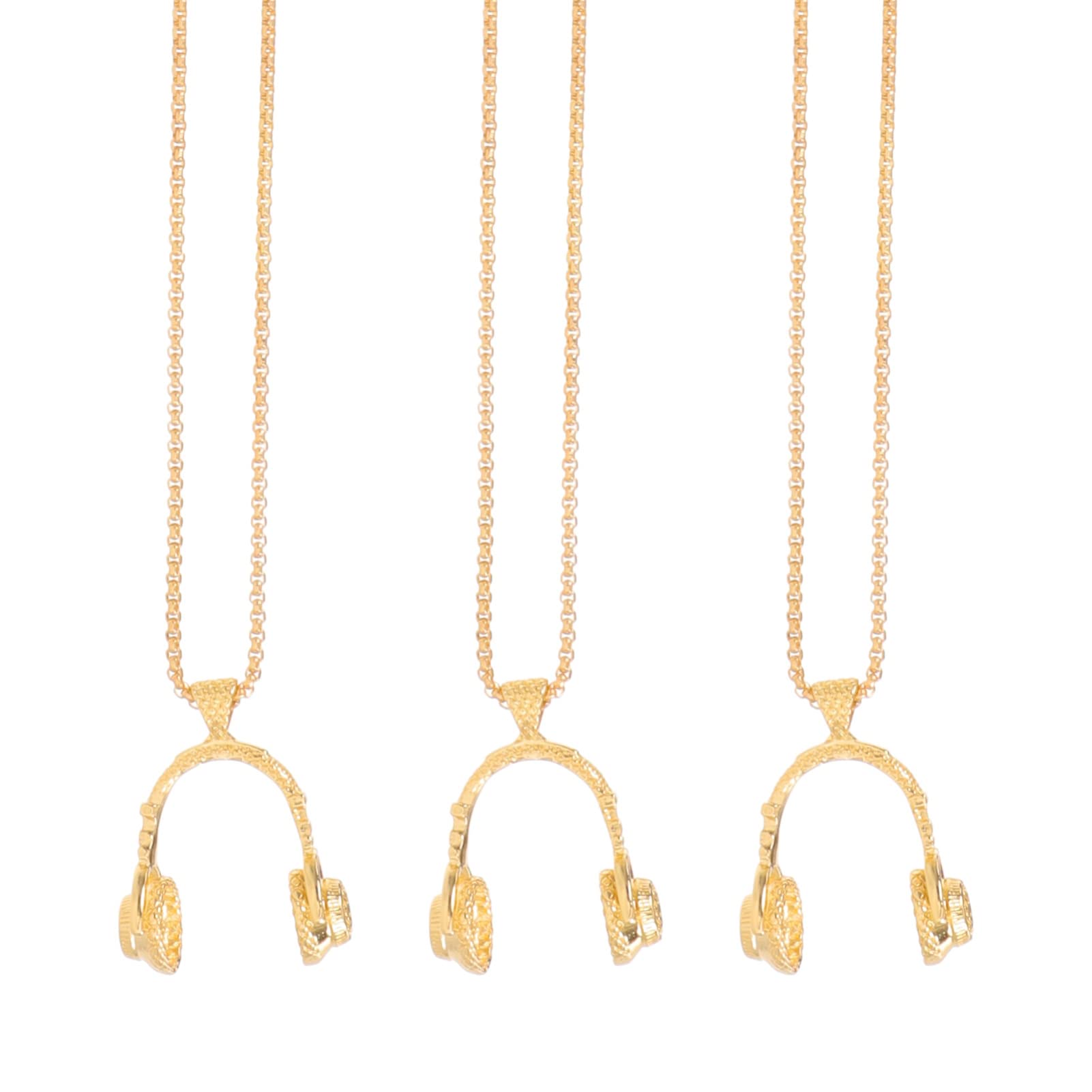 Milisten 3-Piece Retro Headphone Necklace Set - Hip Hop Punk Rock Music Pendant Chains for Men & Women - Perfect Gift for Music Lovers (Golden) - Great for Concerts, Music Festivals & Street Style