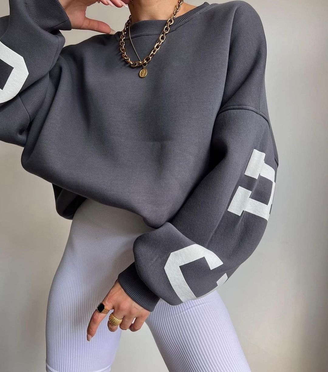 Trendy Printed Thickened Long Sleeve Sweatshirt for Women - Casual Fashion Pullover Top 1890 - Perfect for Fall Outfits, Streetwear & Cozy Loungewear