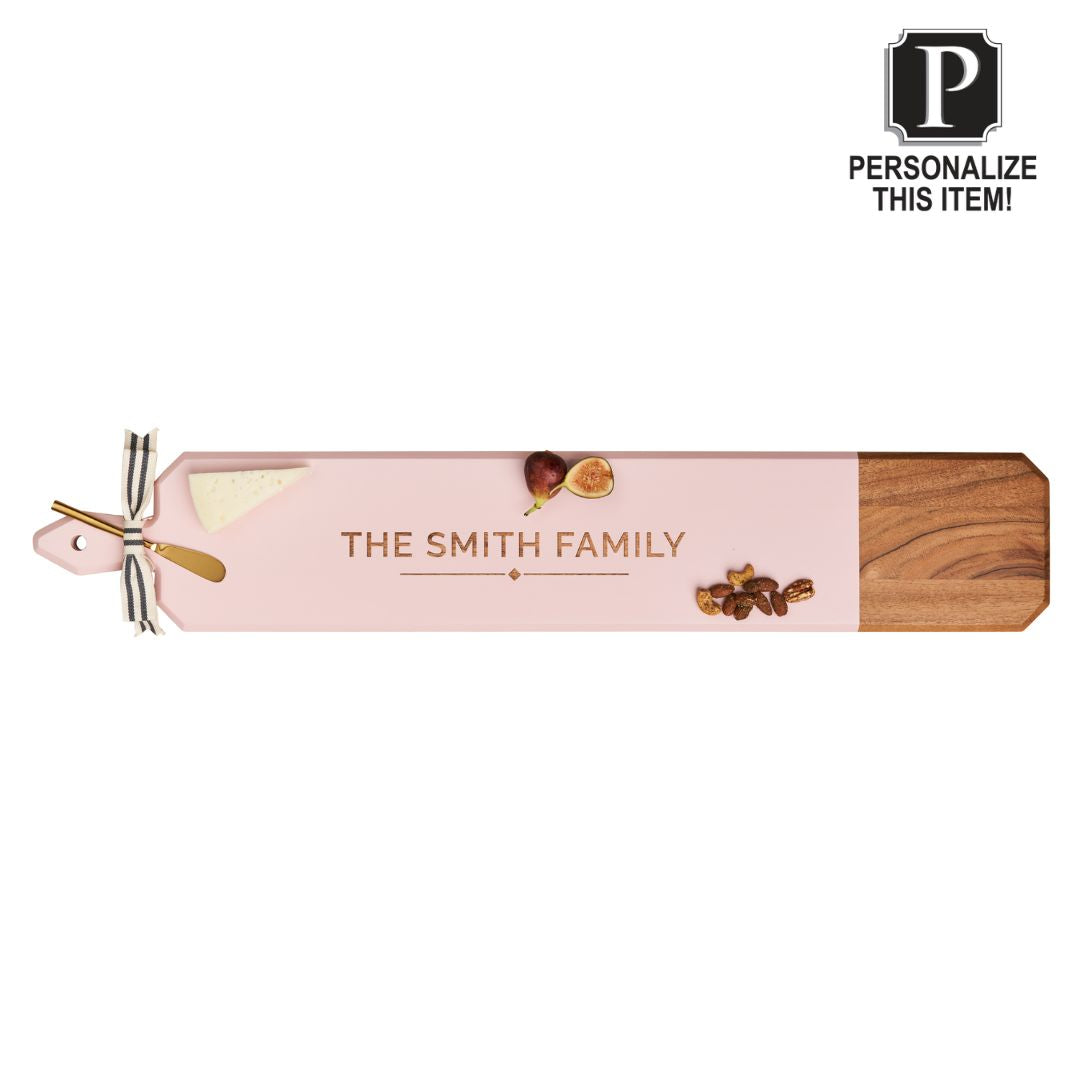 Personalized Acacia Wood Heirloom Cutting Board with Handle - Skinny 34