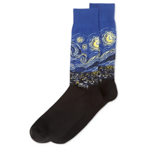 Van Gogh Starry Night Print Men's Crew Neck T-Shirt - Soft Cotton Casual Tee for Art Lovers, Gifts & Everyday Wear