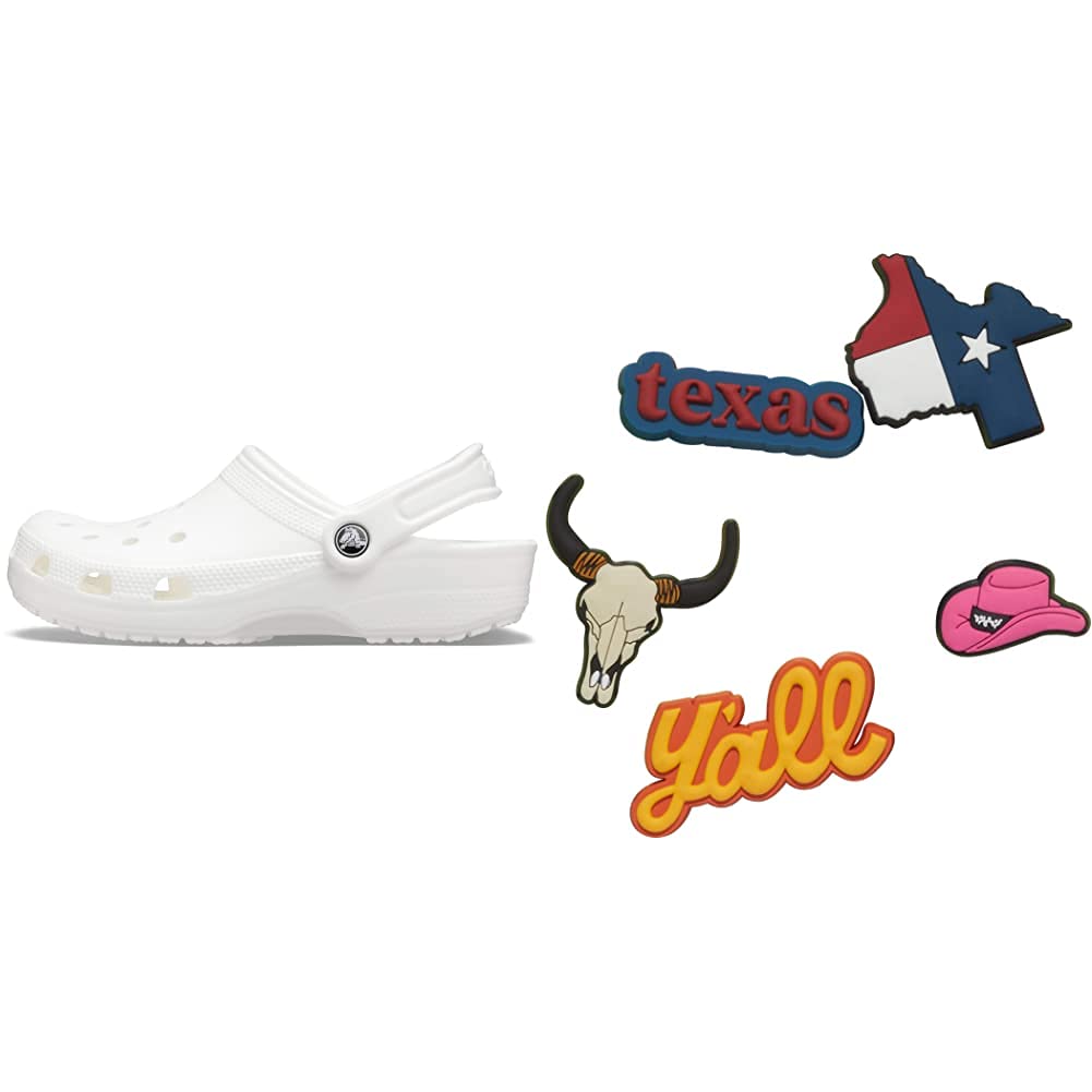 Crocs Classic Clogs for Men & Women with 5-Pack Jibbitz Charms - Comfortable Slip-On Shoes for Travel, Work & Casual Wear