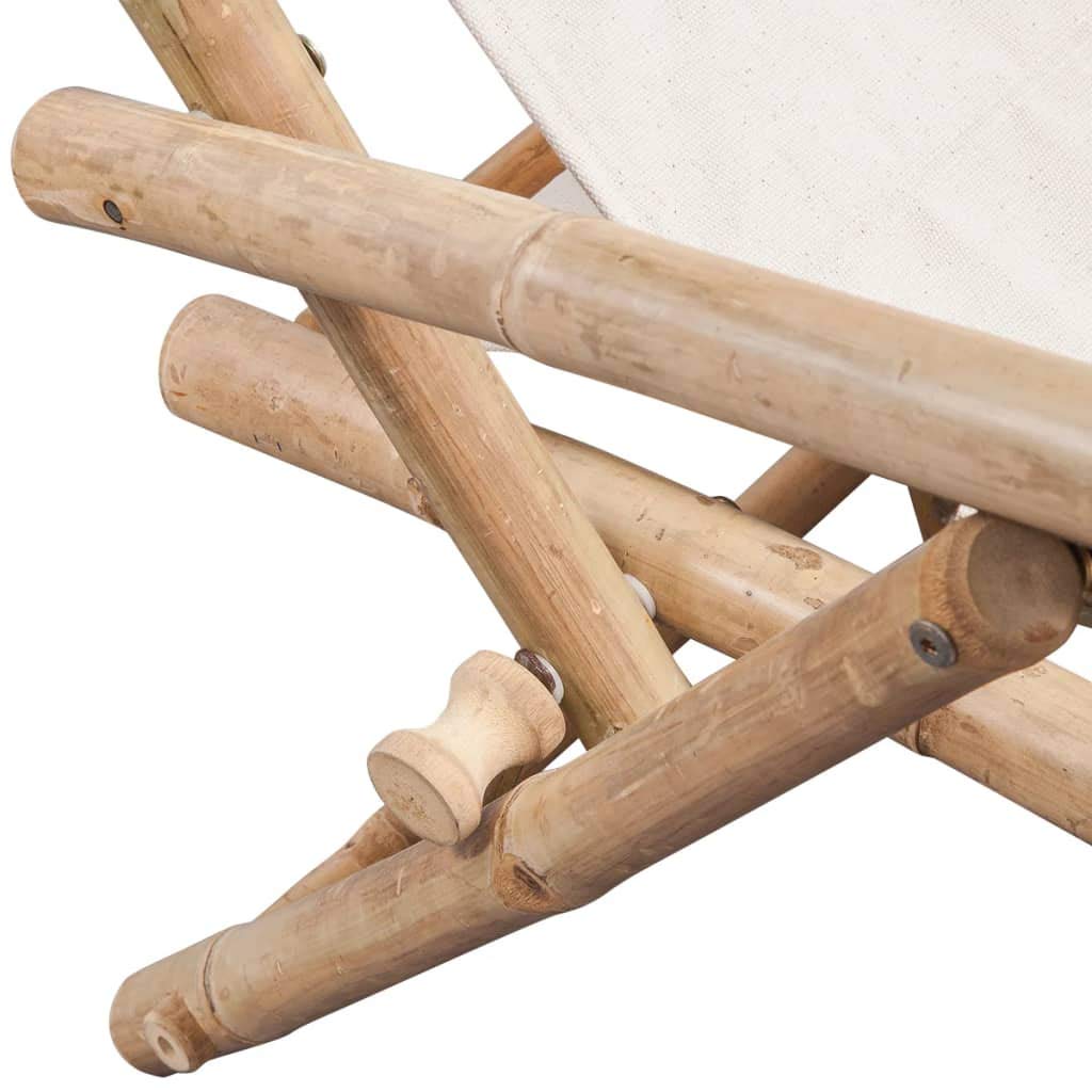 FAMIROSA Adjustable Folding Beach Chair - Portable Bamboo Chaise Lounge with Canvas Seat for Poolside, Patio, Backyard & Travel - 24.4
