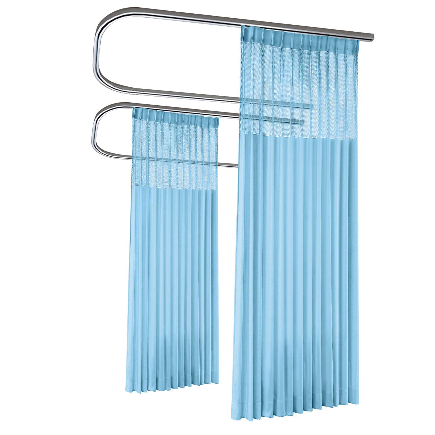 Macochico Extra Wide Medical Privacy Curtains - 12ft Wide x 8.5ft Tall Pinch Pleated Hospital Curtains, Blue Clinic Room Divider for Hospitals, SPA, Labs & Nursing Homes (1 Panel) - Sound Dampening & Infection Control Solution