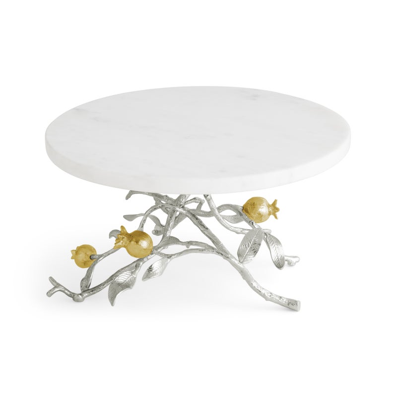 Elegant Pomegranate Silver & Gold Cake Stand - Perfect for Weddings, Birthdays & Special Occasions