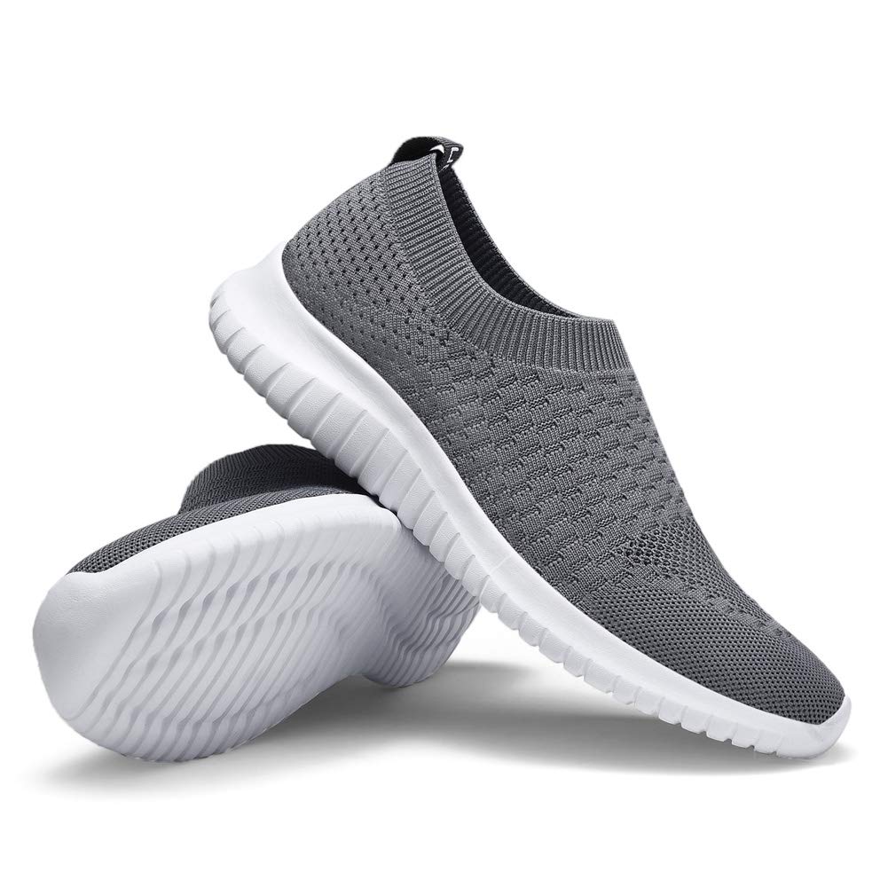 TIOSEBON Men's Slip On Walking Shoes - Breathable Knit Mesh Tennis Sneakers for Men | Comfortable Casual Shoes for Walking, Running & Everyday Wear