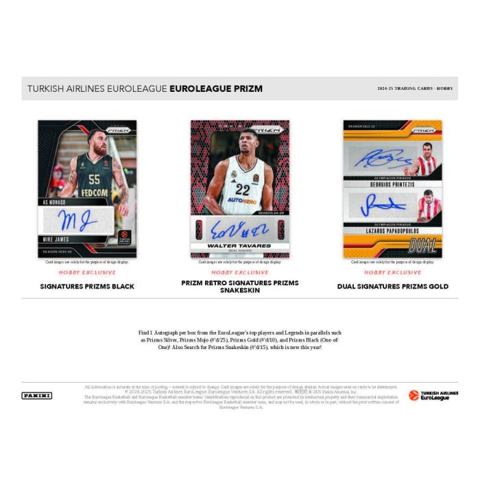 2024-25 Panini Turkish Airlines Euroleague Prizm Basketball Hobby Box - Limited Edition Collectors Cards for NBA Fans & Sports Memorabilia Enthusiasts - Perfect for Trading, Investing and Displaying in Your Collection