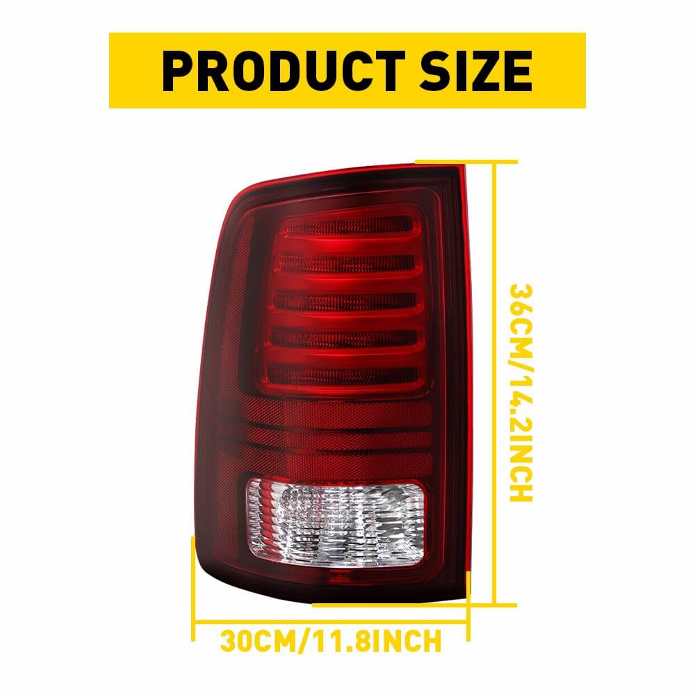 Dodge Ram 1500 2500 3500 LED Tail Light Assembly (2013-2018) - Direct Replacement for OEM Rear Lights | Perfect for Night Driving & Enhanced Safety