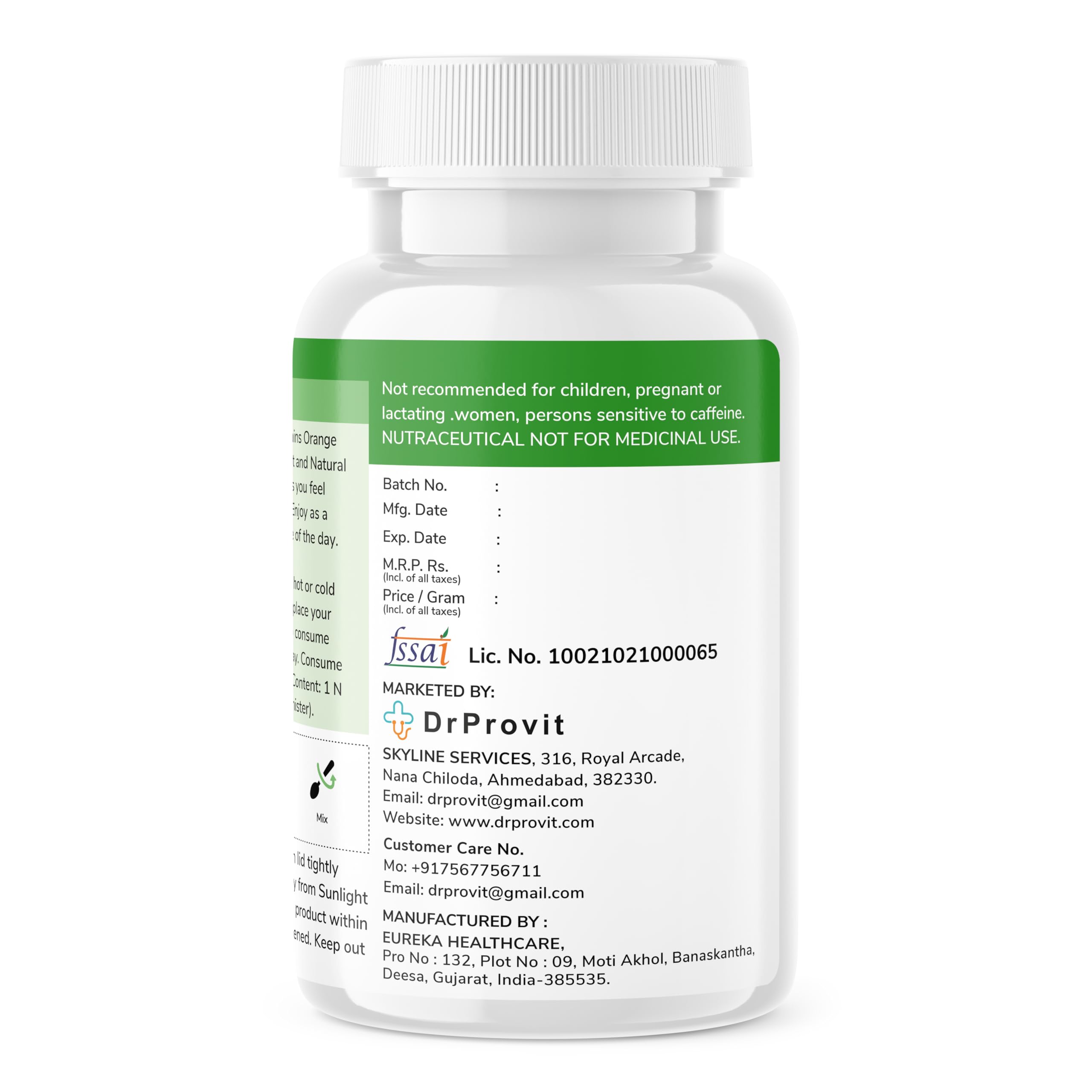 Dr.Provit Refresh Energy Drink Mix - 50 Servings, Kashmiri Kahwa Flavor (50g) | Boost Energy & Focus | Perfect for Workouts, Study & Travel