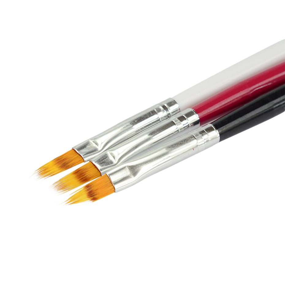 1pc UV Gel Gradient Nail Brush Pen for Nail Art - Wood Handle with Nylon Hair (Black, White, Red) - Professional Manicure Painting Tool for Salon & Home Use - Perfect for Ombre, French Tips & Floral Designs