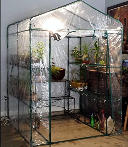 Home-Complete 56 x 56 x 76-Inch Walk-in Greenhouse with 8 Sturdy Shelves & PVC Cover - Indoor/Outdoor Plant Growing Tent for Herbs, Vegetables & Flowers - Perfect for Backyard Gardening, Urban Farming & Winter Plant Protection
