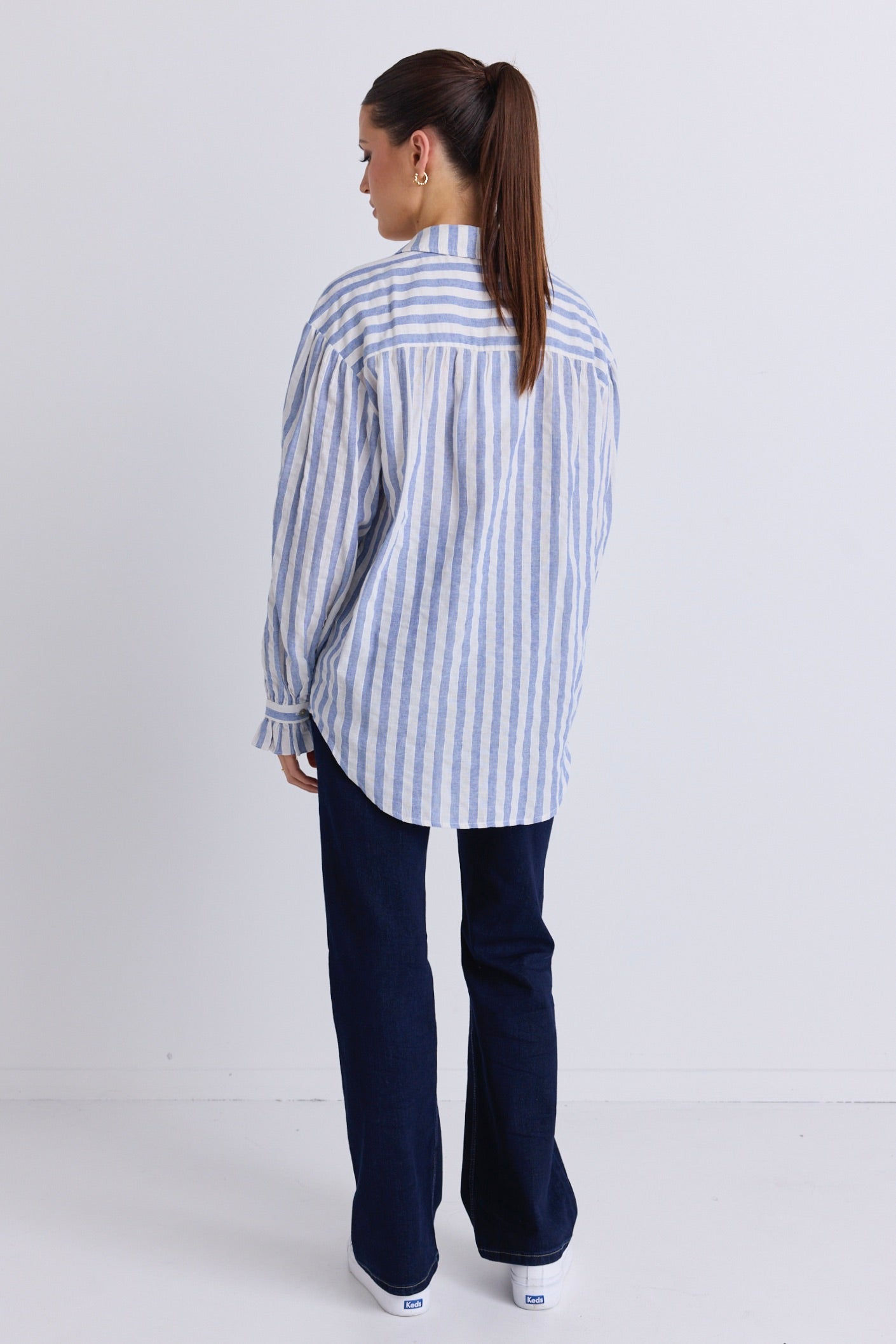 Stylish Blue Stripe Drop Shoulder Long Sleeve Shirt for Men & Women | Casual Comfort Wear for Everyday Outfits, Office & Weekend Looks