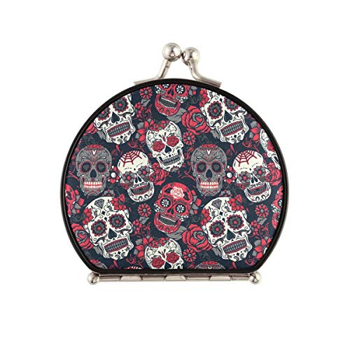 Day of the Dead Makeup Mirror - Colorful Sugar Skull Compact Mirror with 2x & 1x Magnification, Double-Sided Travel Hand Mirror for Women | Perfect Gift for Sisters, Makeup Artists & Travelers | Great for Home, Travel & Cosplay