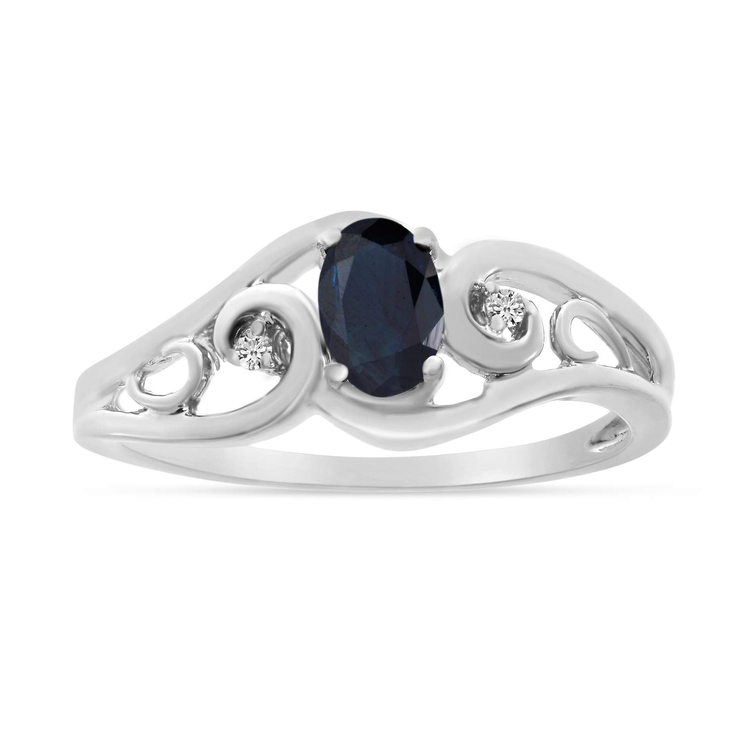 14K White Gold Oval Sapphire and Diamond Ring for Women – Elegant Engagement, Wedding, Anniversary Gift – Perfect for Proposals, Bridal Jewelry & Special Occasions