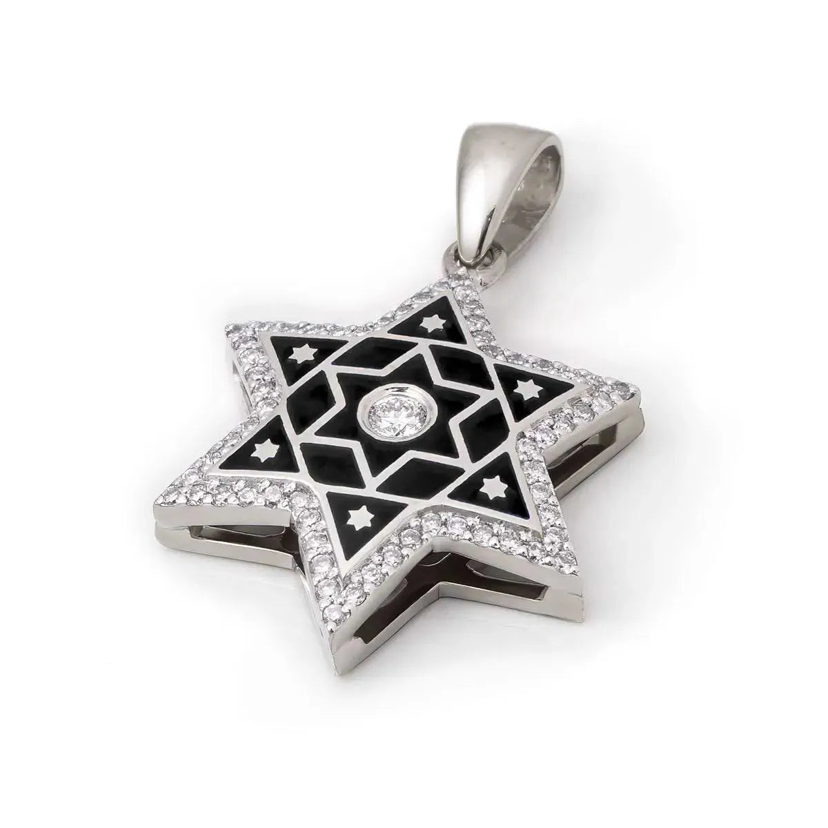 14K Gold Star of David Necklace with Diamonds & Enamel - Elegant Jewish Jewelry Gift for Hanukkah, Bar Mitzvah & Special Occasions