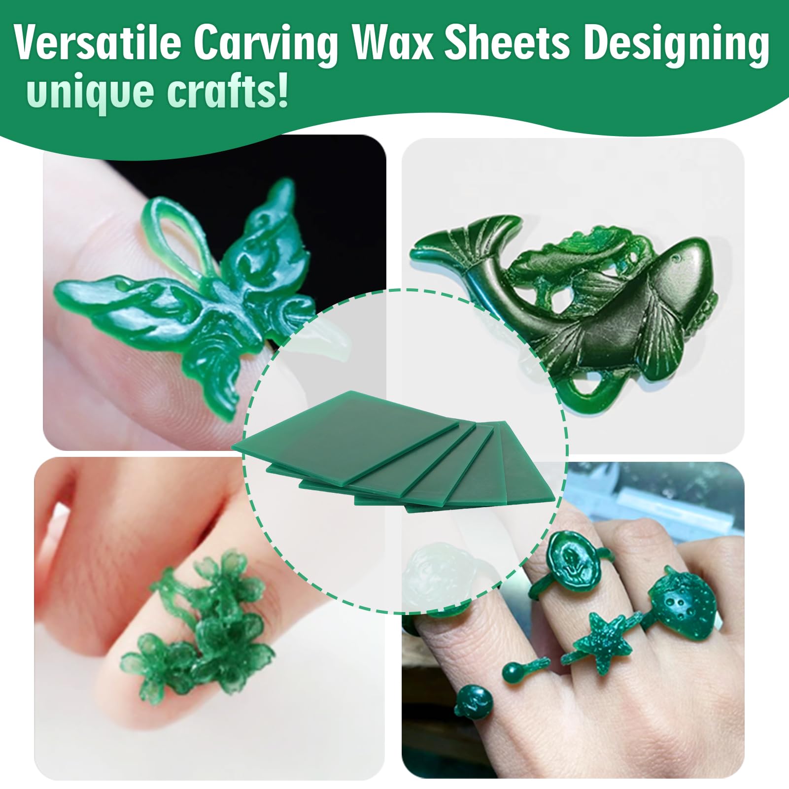 5pcs 2mm Jewelry Carving Wax Sheets for Ring Making & DIY Crafts - Premium Modeling Wax for Engraving, Casting & Jewelry Design - Perfect for Wax Carving, Mold Making & Metal Casting Projects