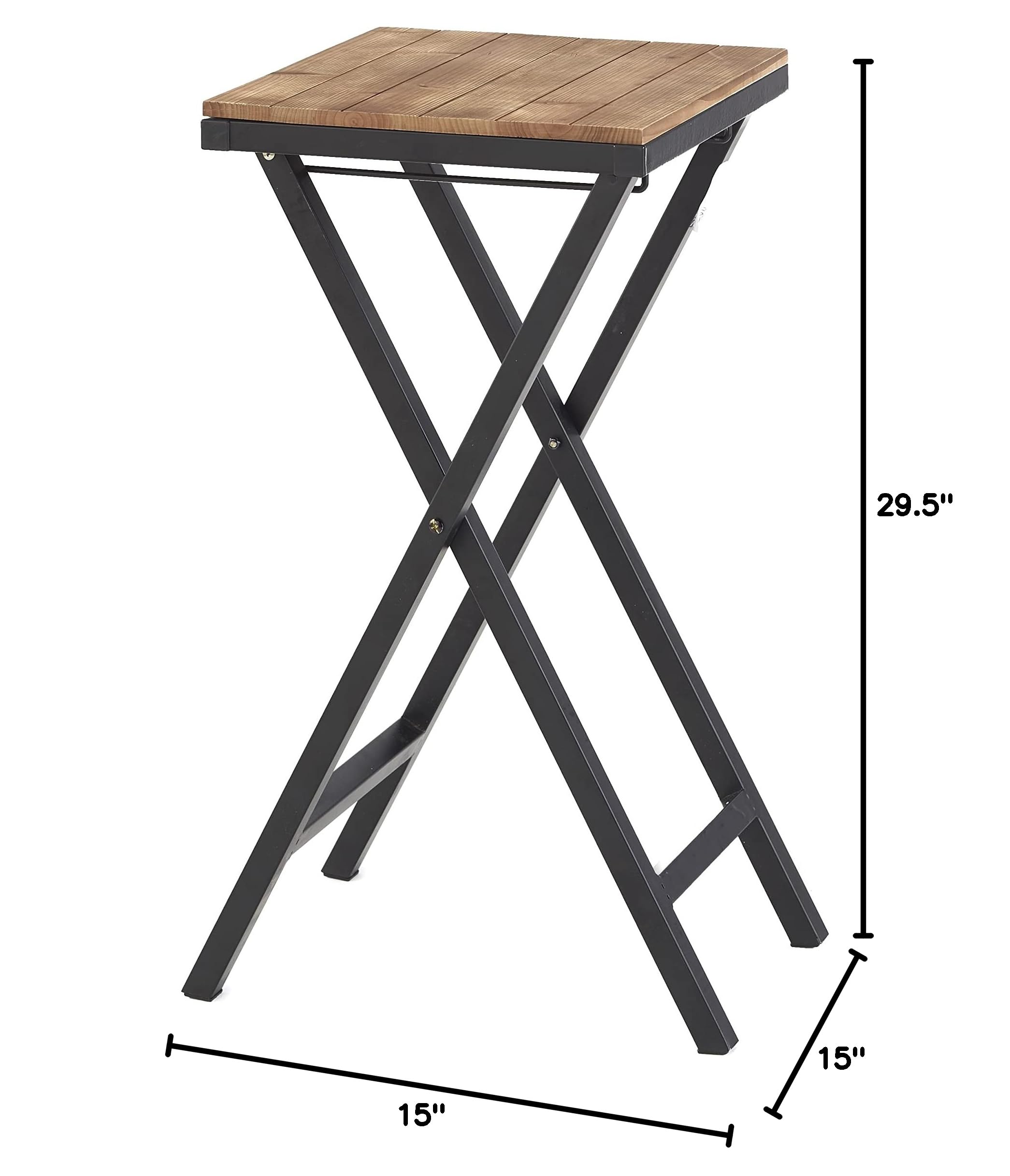 Foldable Outdoor Side Table - Compact Rustic Patio & Deck Stand for Camping, Picnics & Backyard BBQs