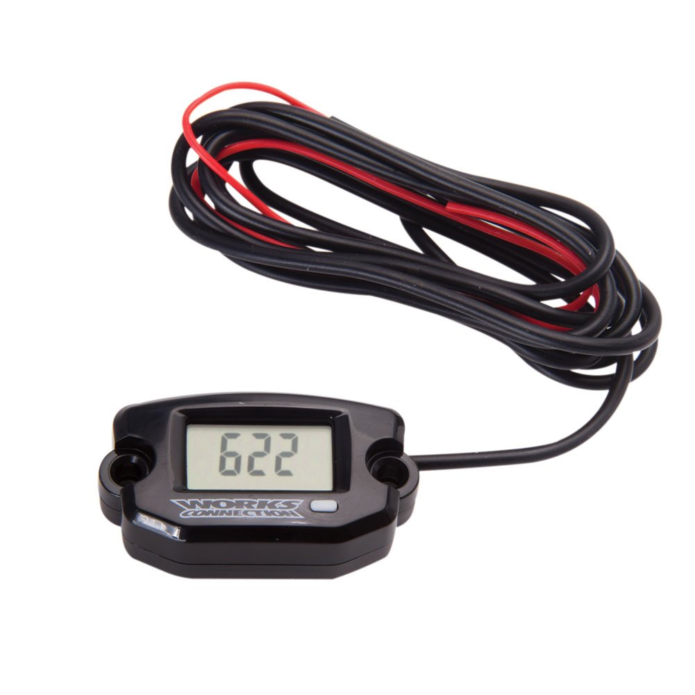 Works Connection Tach/Hour Meter with Resettable Maintenance Timer - Universal Engine RPM & Maintenance Tracker for Motorcycles, ATVs, UTVs & Small Engines - Perfect for Off-Road Riding & Equipment Maintenance