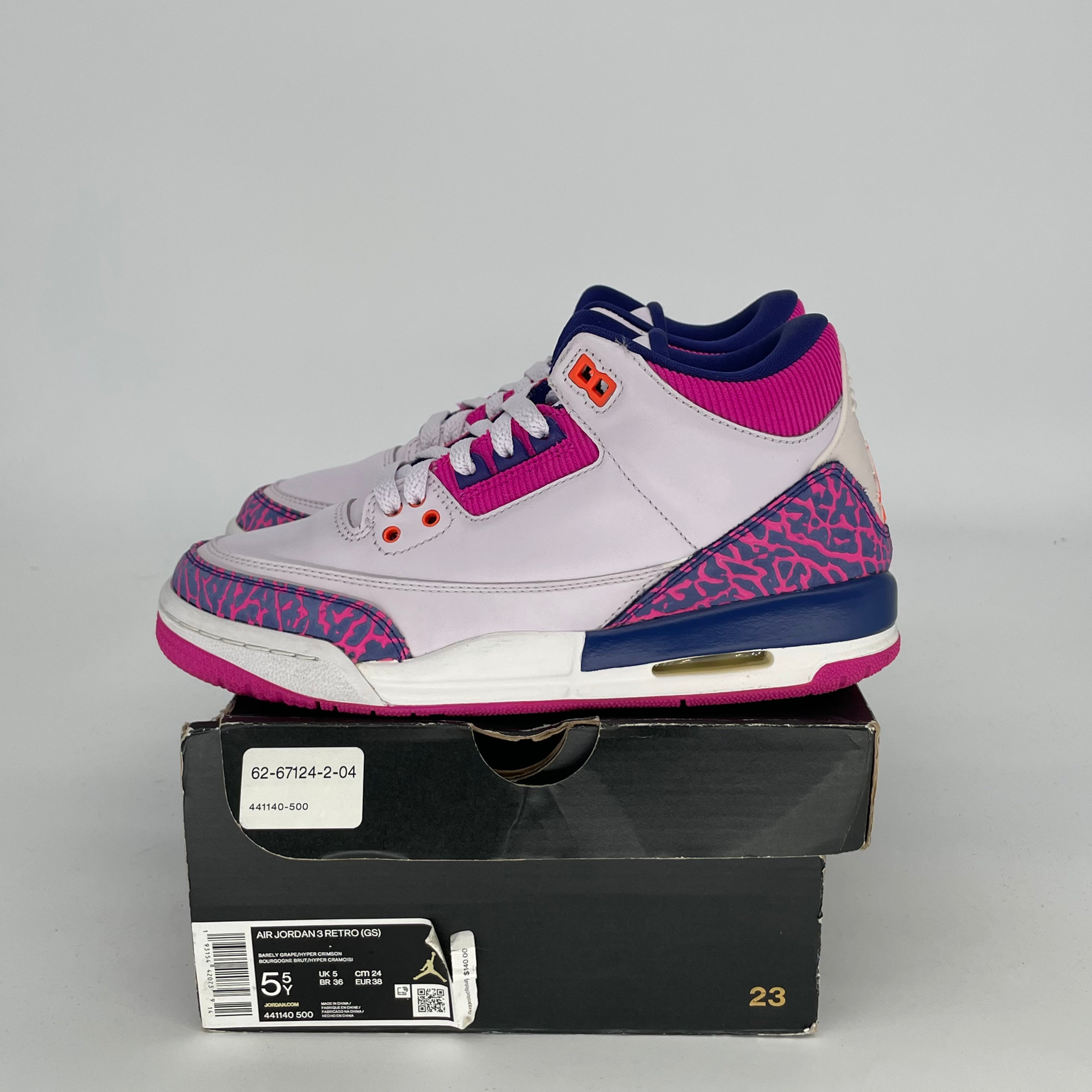 AIR JORDAN 3 BARELY GRAPE Women's Sneakers Size 5.5/7W - Retro Basketball Shoes Style 441140-500 | Perfect for Streetwear, Casual Outfits & Sneaker Collectors
