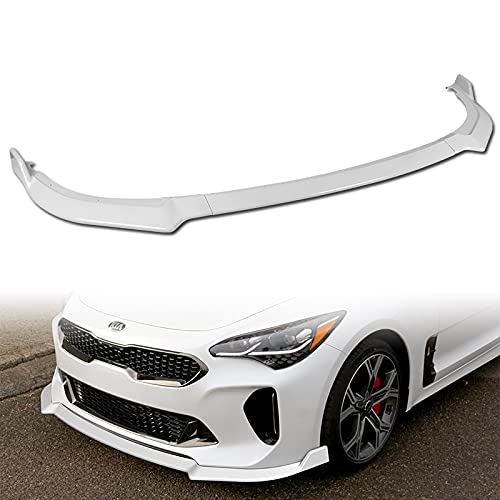 3PCS Front Bumper Splitter Spoiler Lip for 2018-2023 Kia Stinger GT-Line | CK-Style Air Dam Chin Diffuser | Painted White | Enhances Aerodynamics & Sporty Look for Street Racing & Car Shows