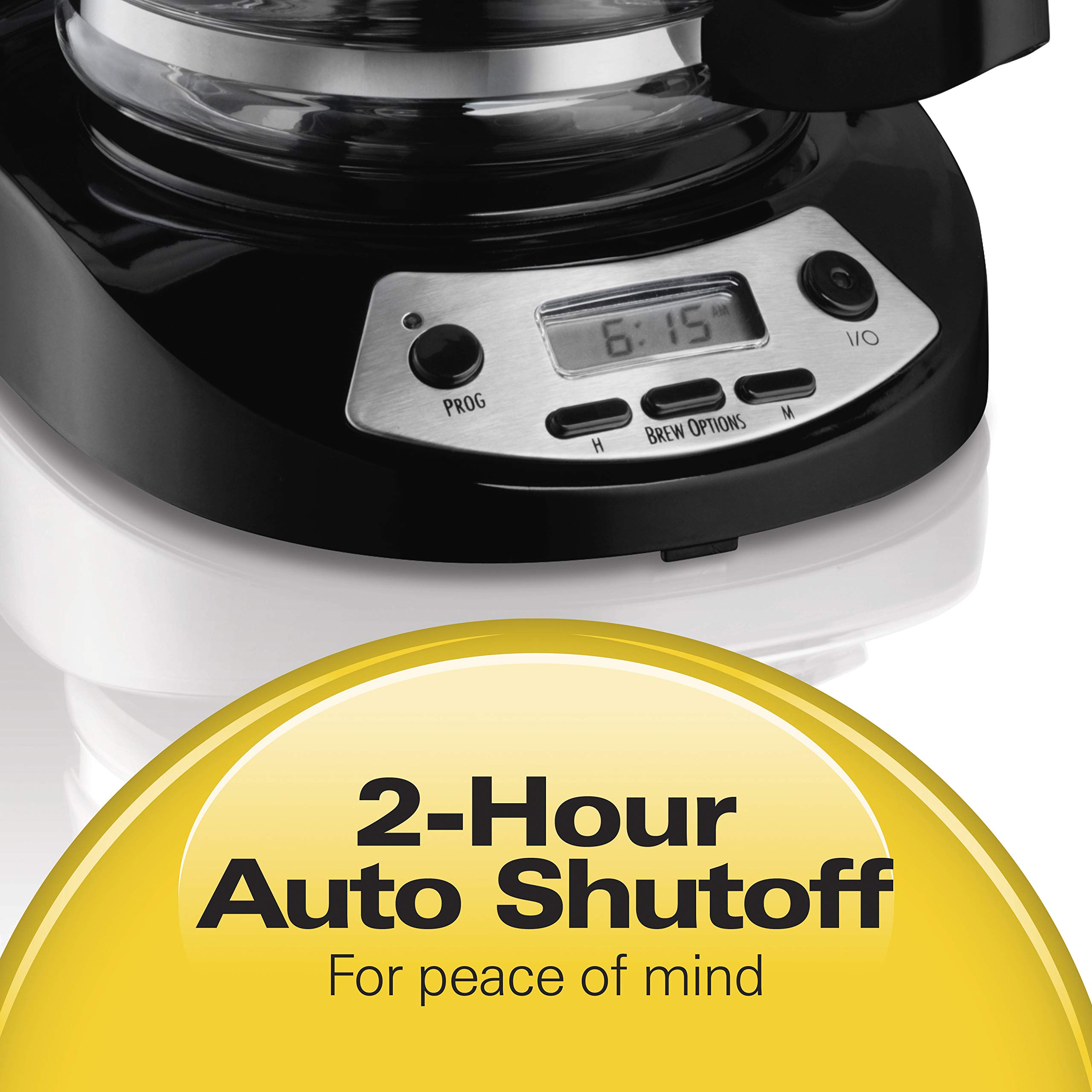 Hamilton Beach 12-Cup Programmable Coffee Maker with Brew Options & Glass Carafe (Model 46299) - Black & Stainless Steel - Perfect for Home, Office, or Dorm Use