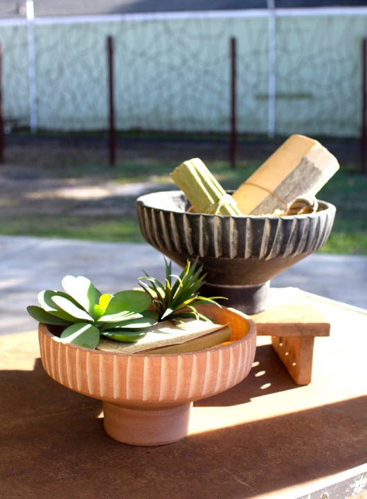 Premium Black Wash Footed Clay Bowls - Handcrafted Ceramic Serving Dishes for Soups, Salads & Desserts | Perfect for Farmhouse Dining, Rustic Weddings & Boho Home Decor
