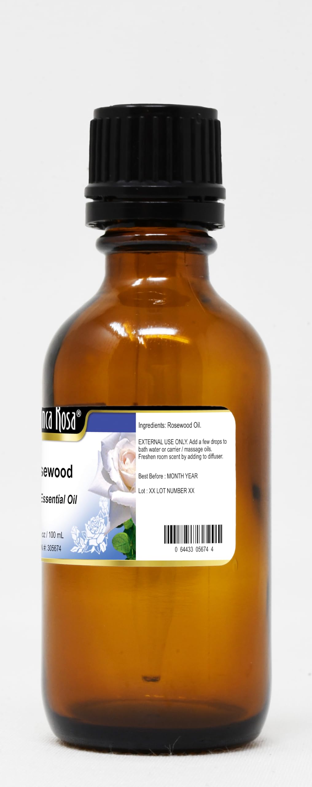 Rosewood Pure Essential Oil - 3.40 oz (100ml) Natural Aromatherapy Oil for Relaxation & Skin Care | Diffuser, Massage & DIY Beauty Uses | ZIN: 305674