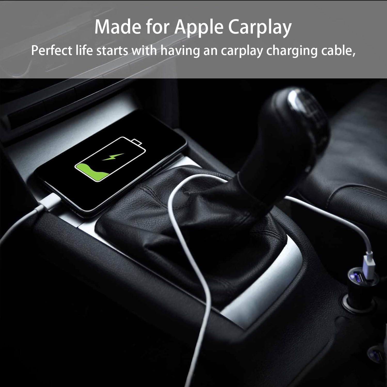 1.6ft Short USB A to Lightning CarPlay Charger Cable - Fast Charging Cord Compatible with iPhone 14/14 Plus/14 Pro Max/13/12/11/8/7/SE/XS/XR & iPad 9/8/7/6/5/4/Air 3/Mini - Perfect for Car Charging & Safe Driving