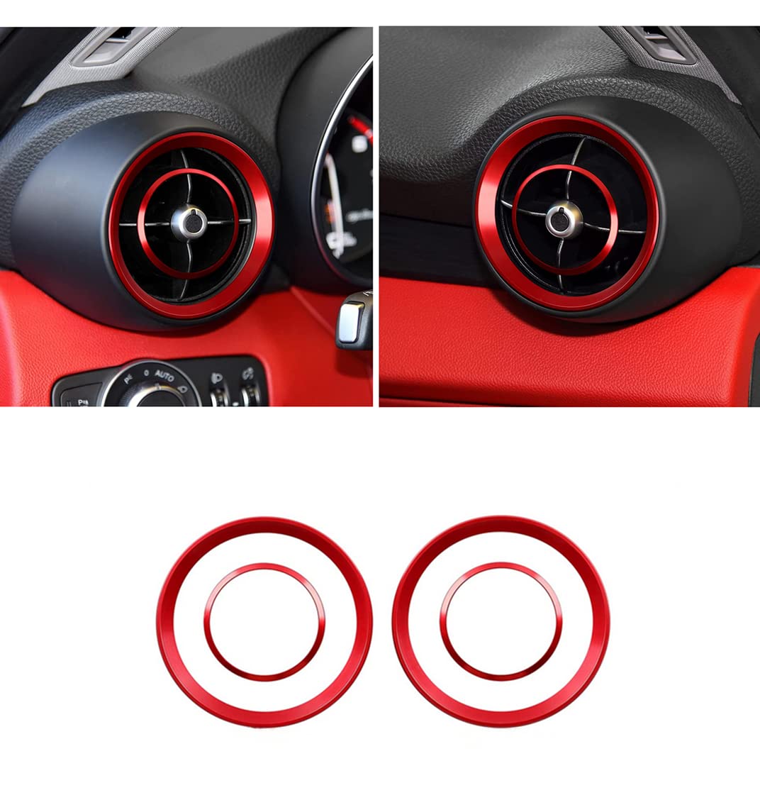 Alfa Romeo Giulia Stelvio Interior Accessories 2015-2023 - Red AC Vent Rings 4pc Set for Car Upgrade