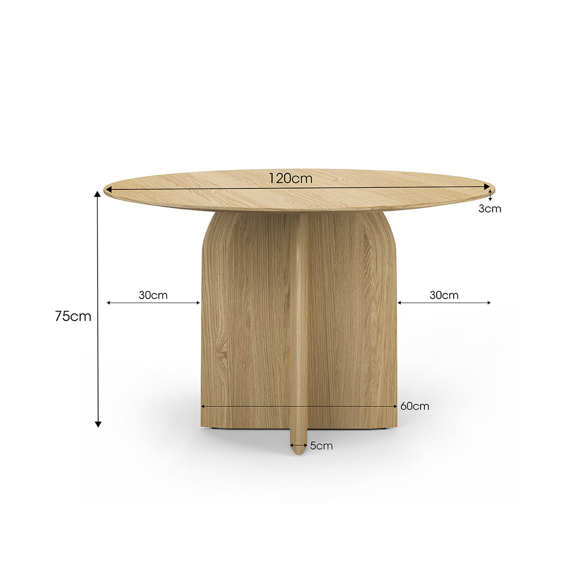 Round Oak Dining Table - Solid Wood Farmhouse Style for Kitchen & Dining Room - Perfect for Family Gatherings & Entertaining Guests