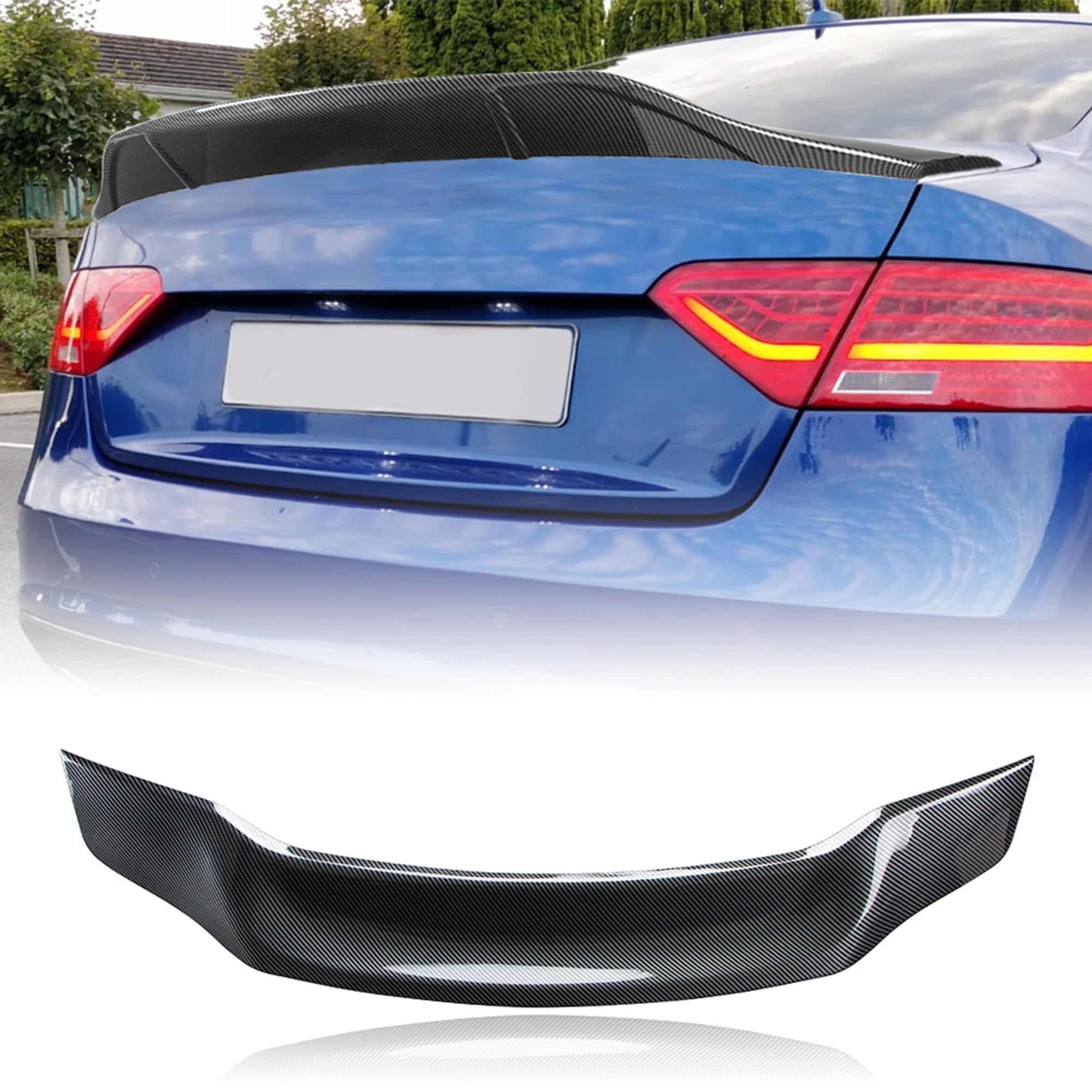 Carbon Fiber Trunk Spoiler for Audi A5 Coupe 2007-2016 (8T3) - Hydro-Dipped Aero Wing | Enhances Style & Performance for Street Racing & Car Shows