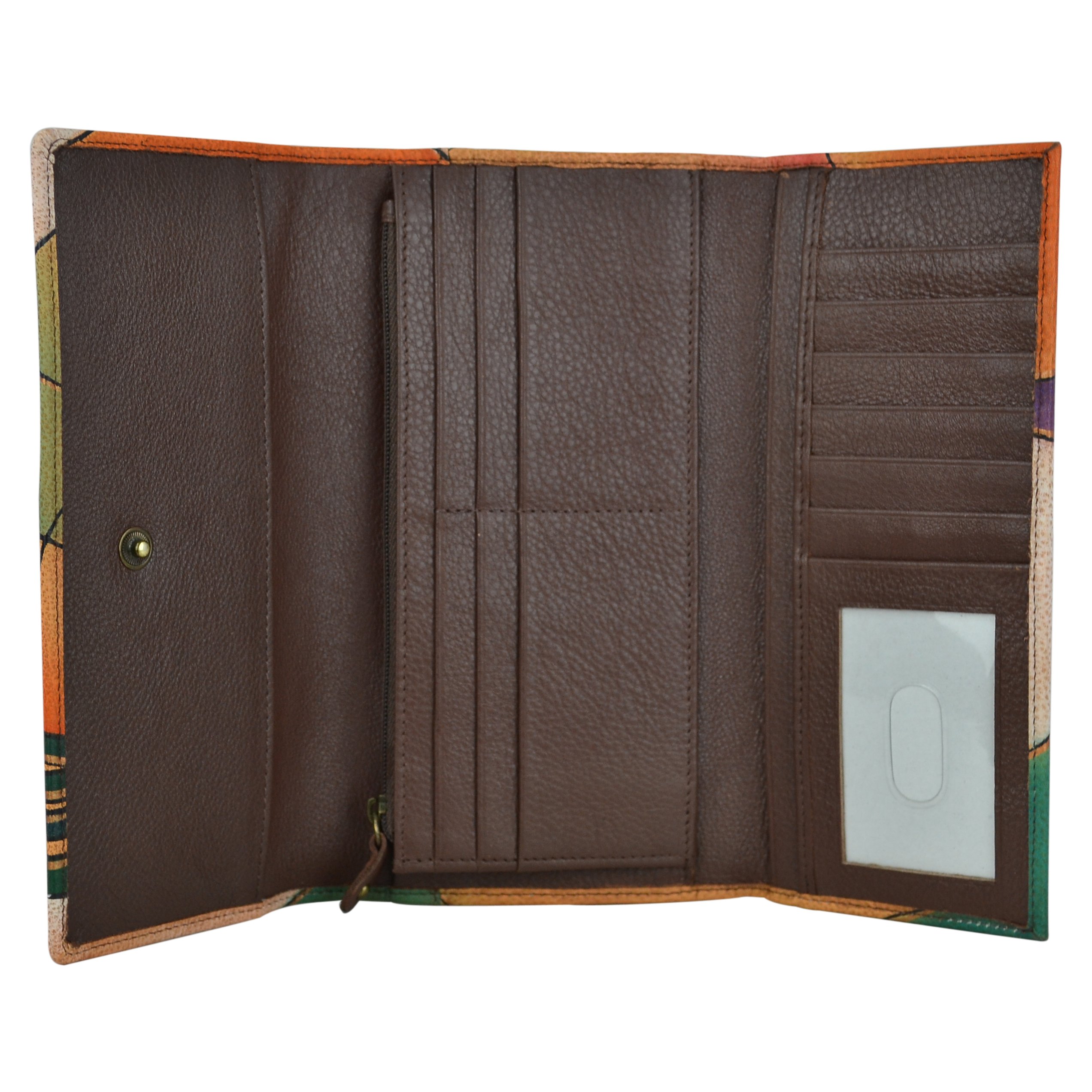Anuschka Hand Painted Genuine Leather Women's Wallet with Multiple Pockets - Butterfly Glass Art Design - Perfect for Travel, Gift Giving & Everyday Use