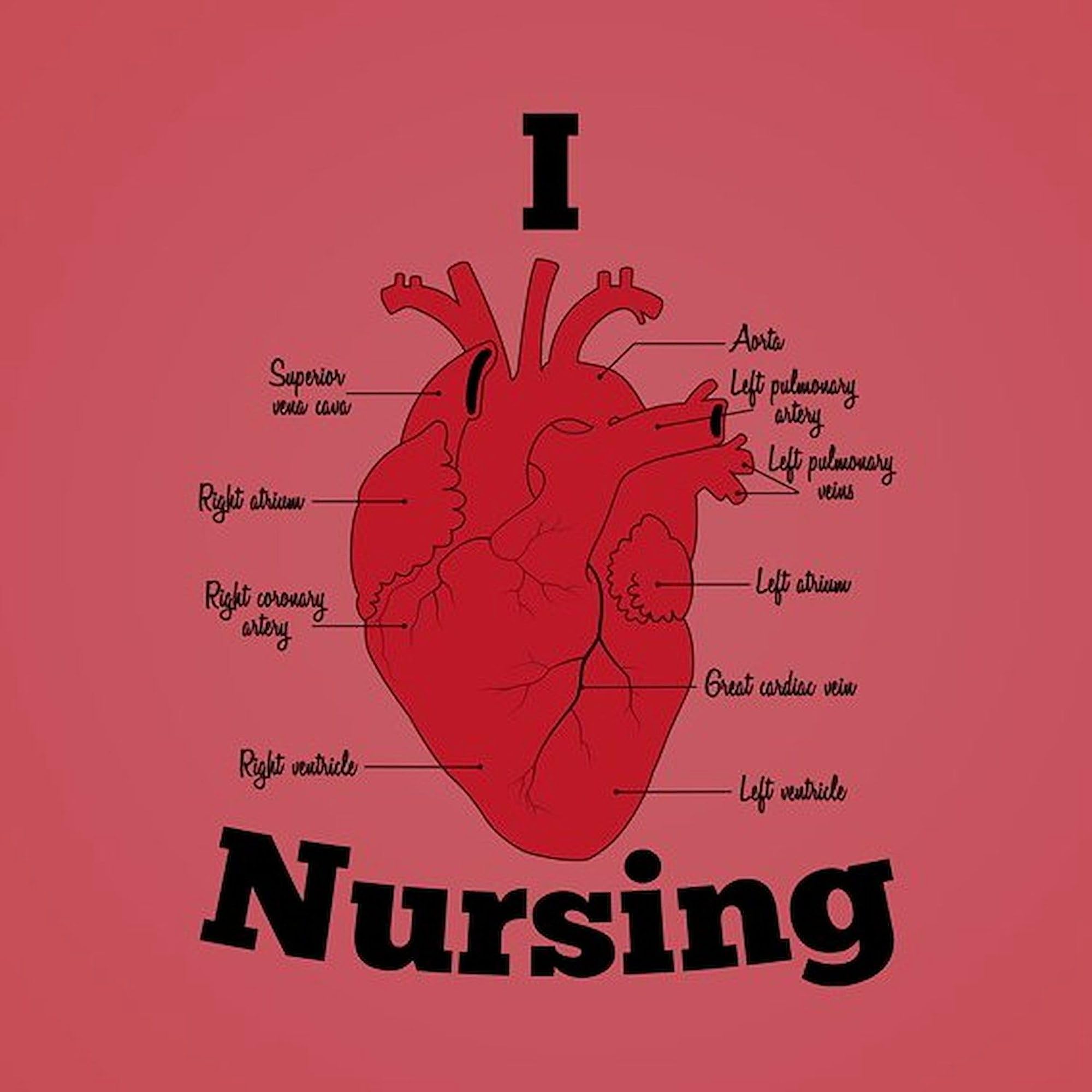 I Heart Nursing 3x3 Inch Square Bumper Sticker - Waterproof Vinyl Car Decal for Nurses, Medical Professionals - Perfect for Cars, Laptops, Water Bottles & Hospital Gear