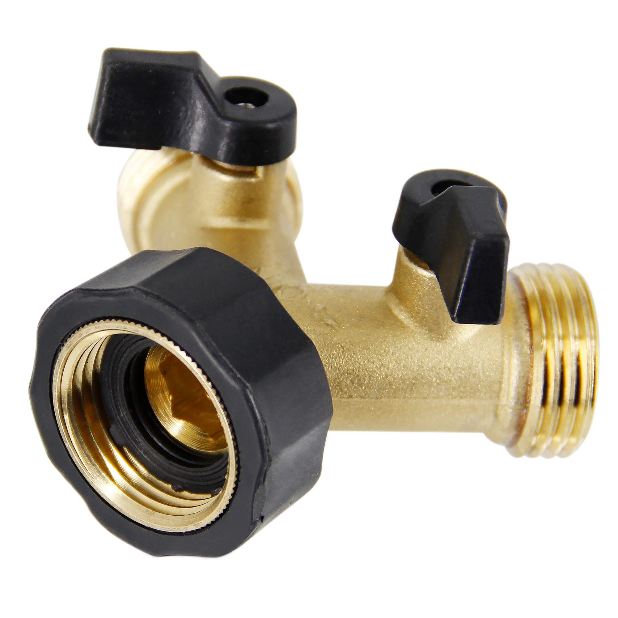 2-Way Brass Hose Splitter - 3/4