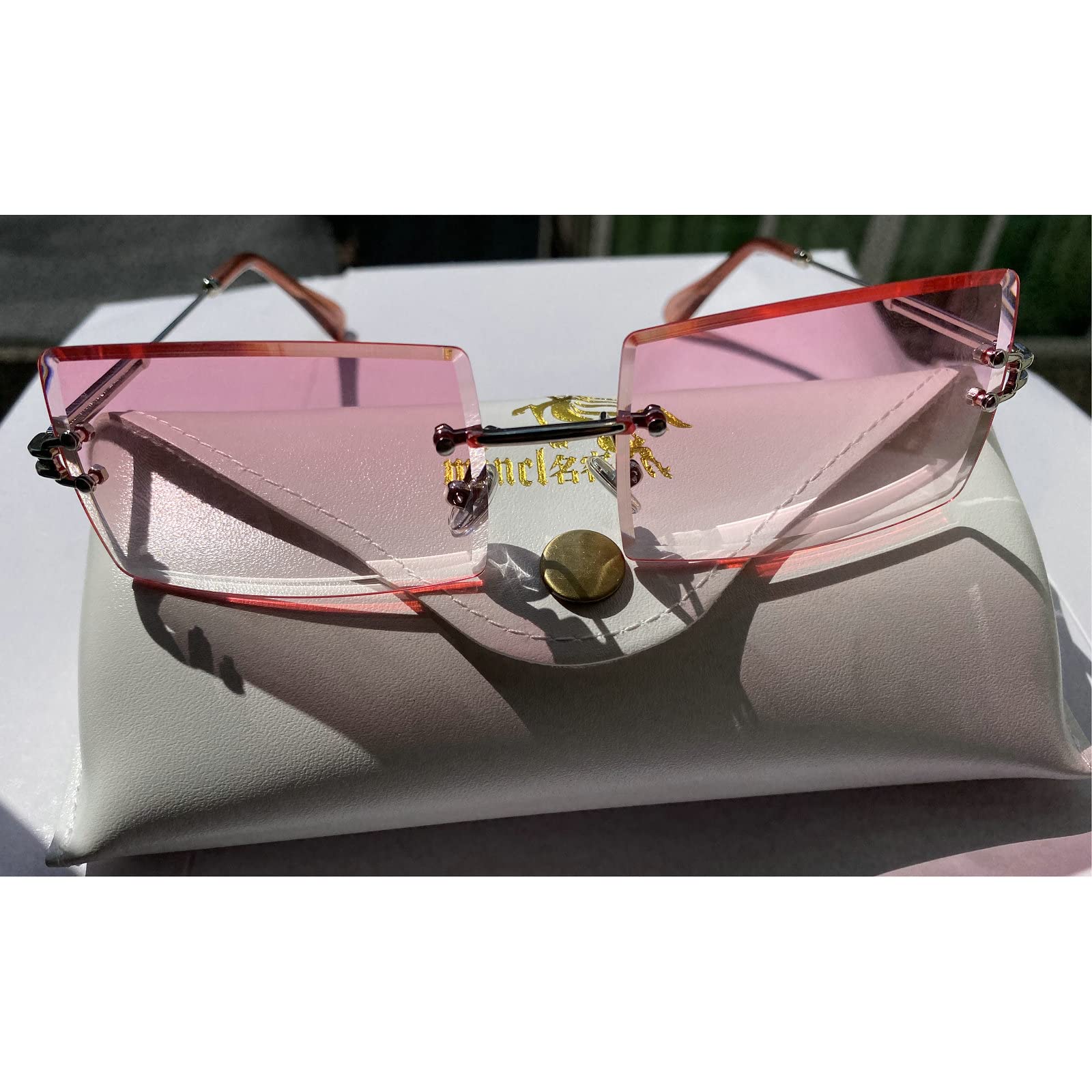 Fashionable Small Rectangle Sunglasses for Women - Ultralight Candy Color Rimless UV Protection Ocean Sun Glasses | Perfect for Beach, Driving & Outdoor Activities
