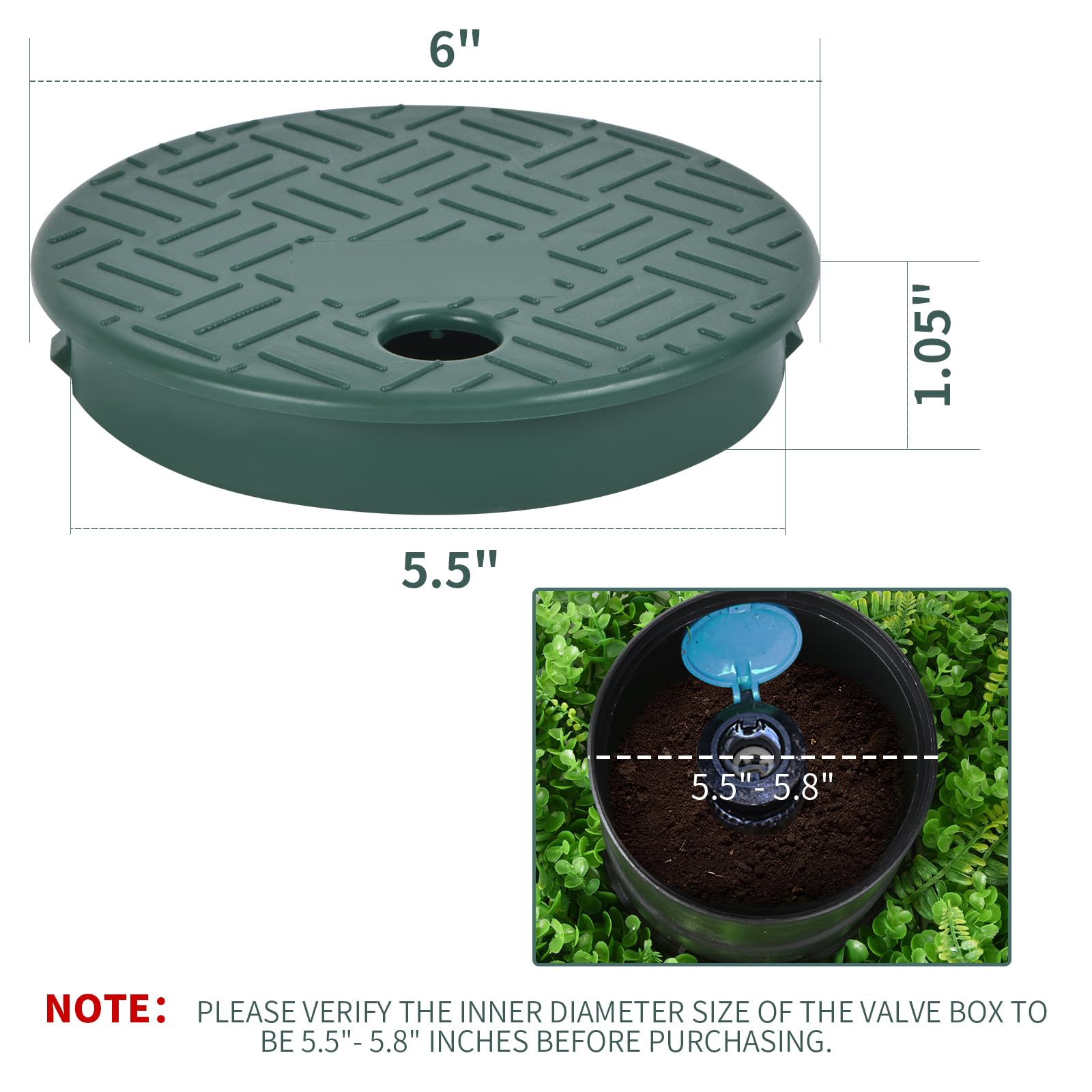 2 Pcs Sprinkler Valve Box Cover, 6 Inch Outdoor Irrigation Control Box Lid for Lawn & Garden Water System - Fits 5.5